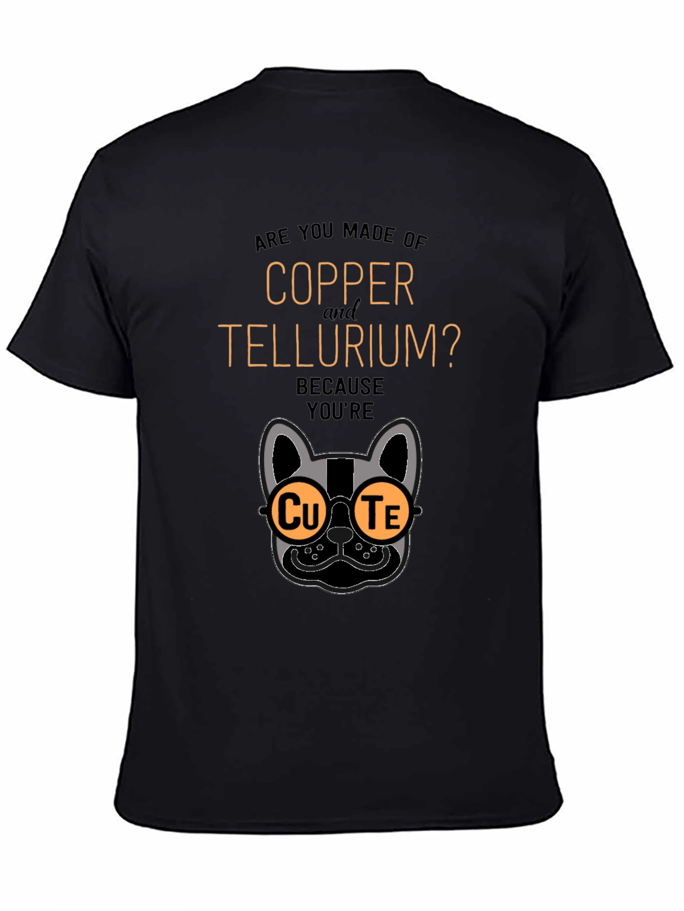 Cute Copper Tellurium Chemistry Pun Black T-Shirt