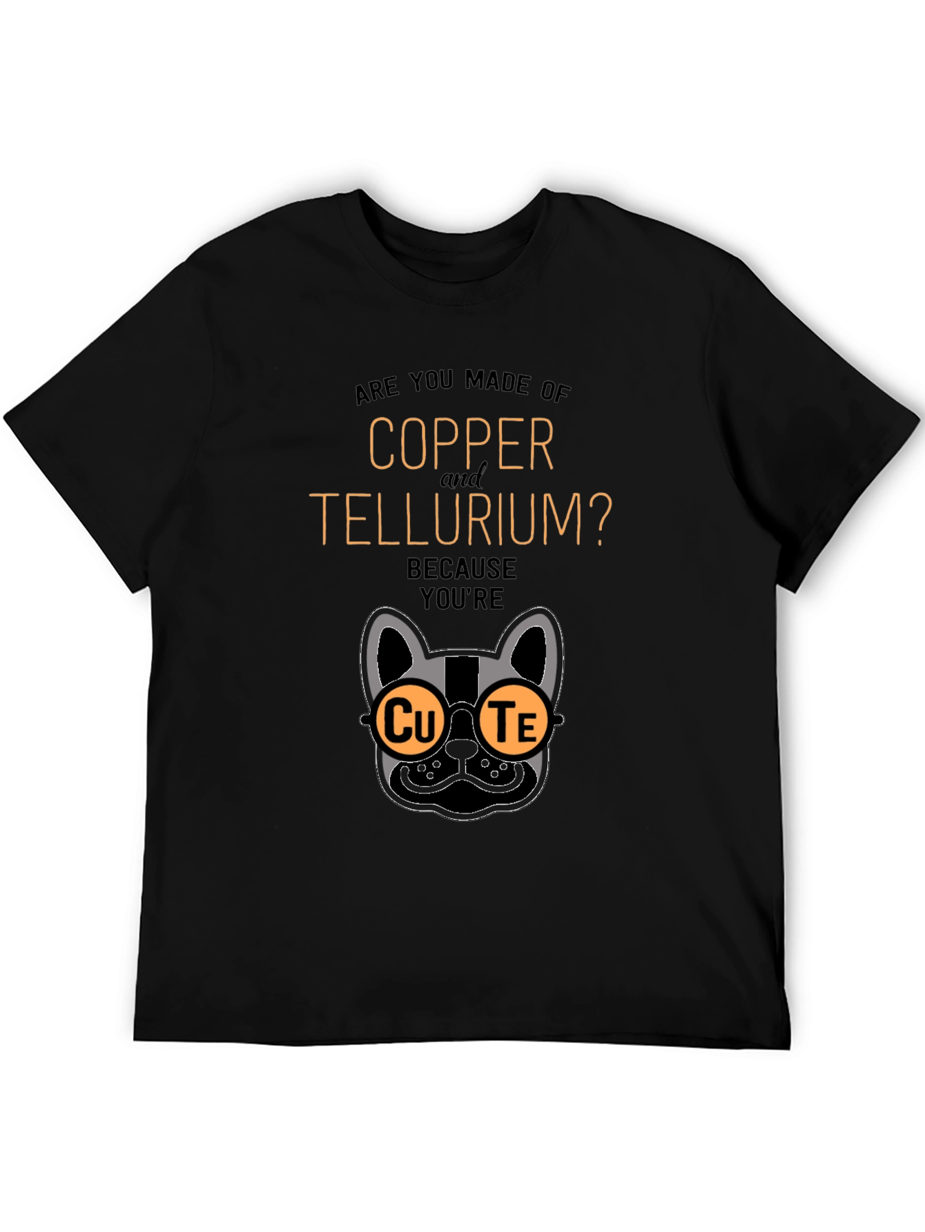 Cute Copper Tellurium Chemistry Pun Black T-Shirt