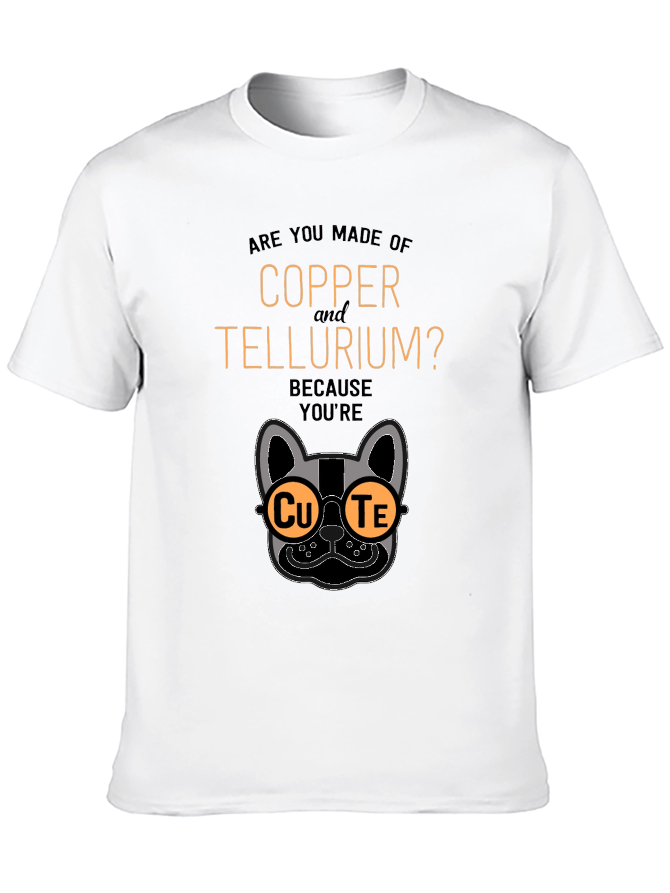 Cute Copper Tellurium Chemistry Pun Black T-Shirt