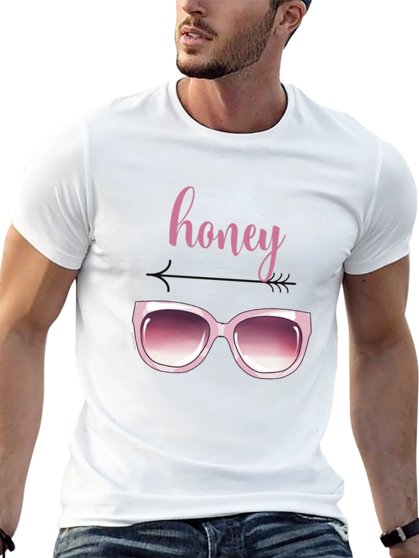 Honey Sunglasses Graphic Tee - Trendy Black T-Shirt