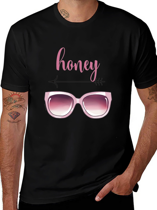 Honey Sunglasses Graphic Tee - Trendy Black T-Shirt