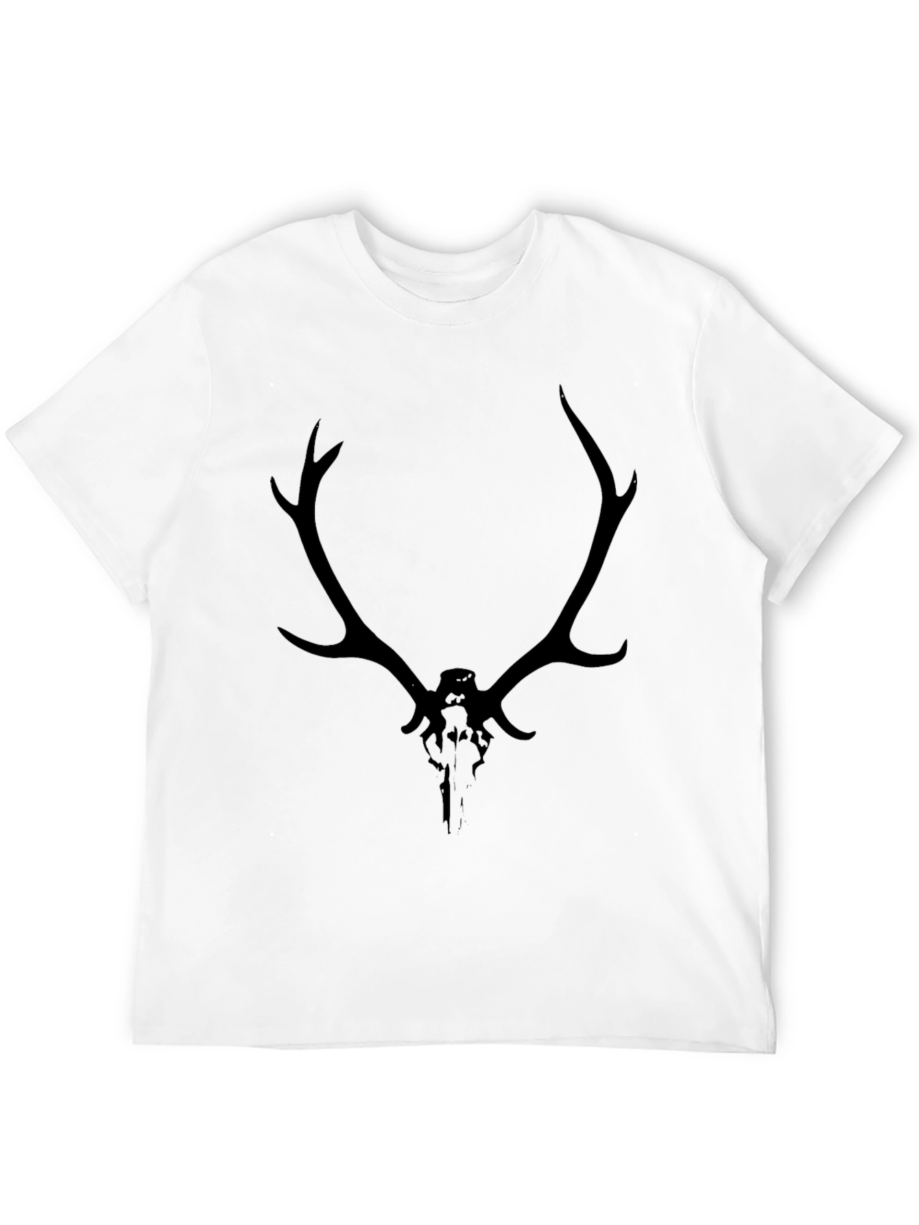 Mens Black Deer Skull Graphic T-Shirt