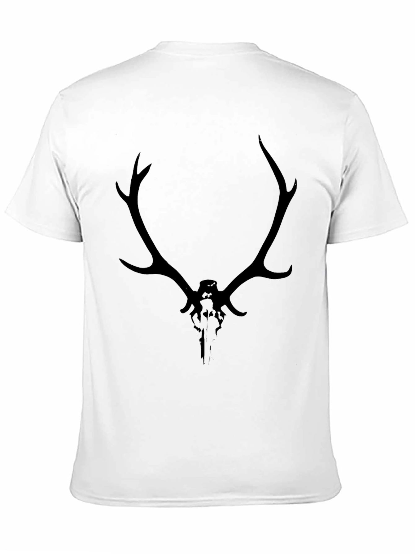 Mens Black Deer Skull Graphic T-Shirt