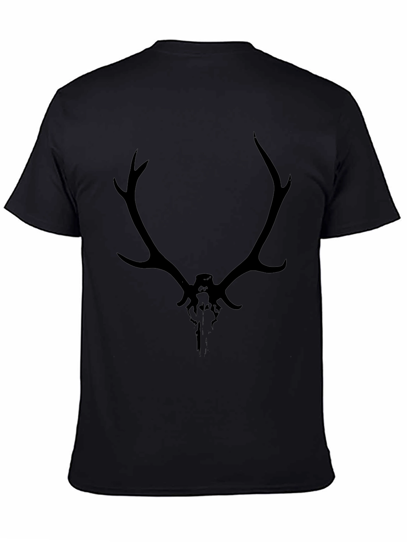 Mens Black Deer Skull Graphic T-Shirt