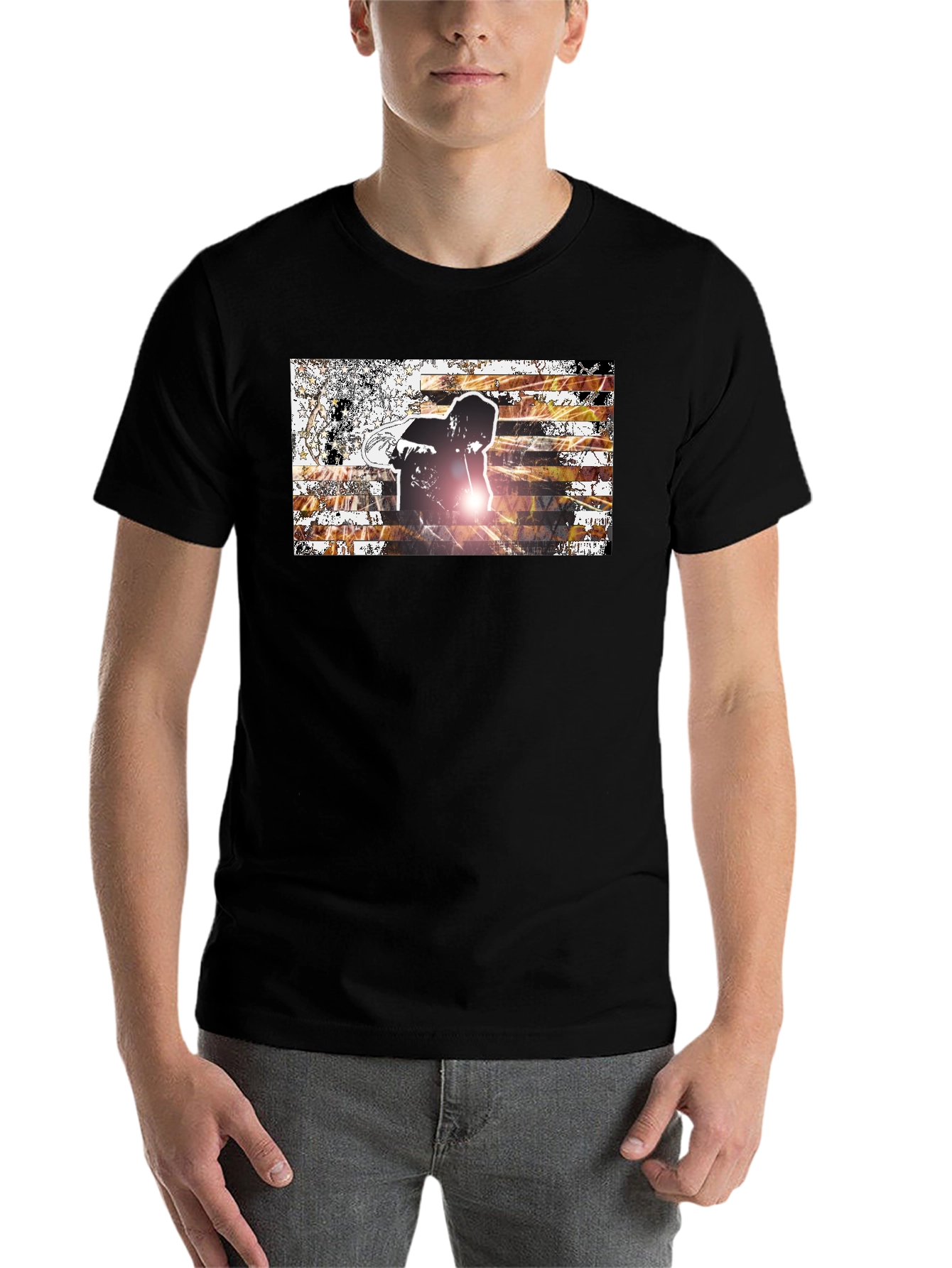 Graphic Print Mens Black T-Shirt