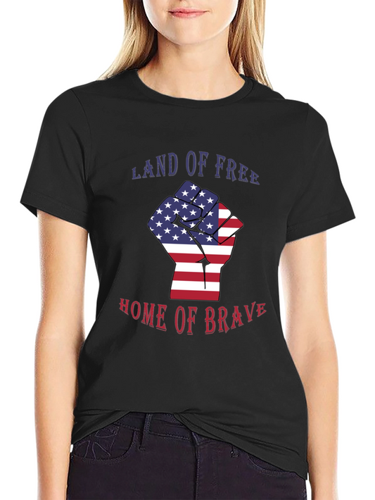 Patriotic Fist T-Shirt - Land of Free Home of Brave