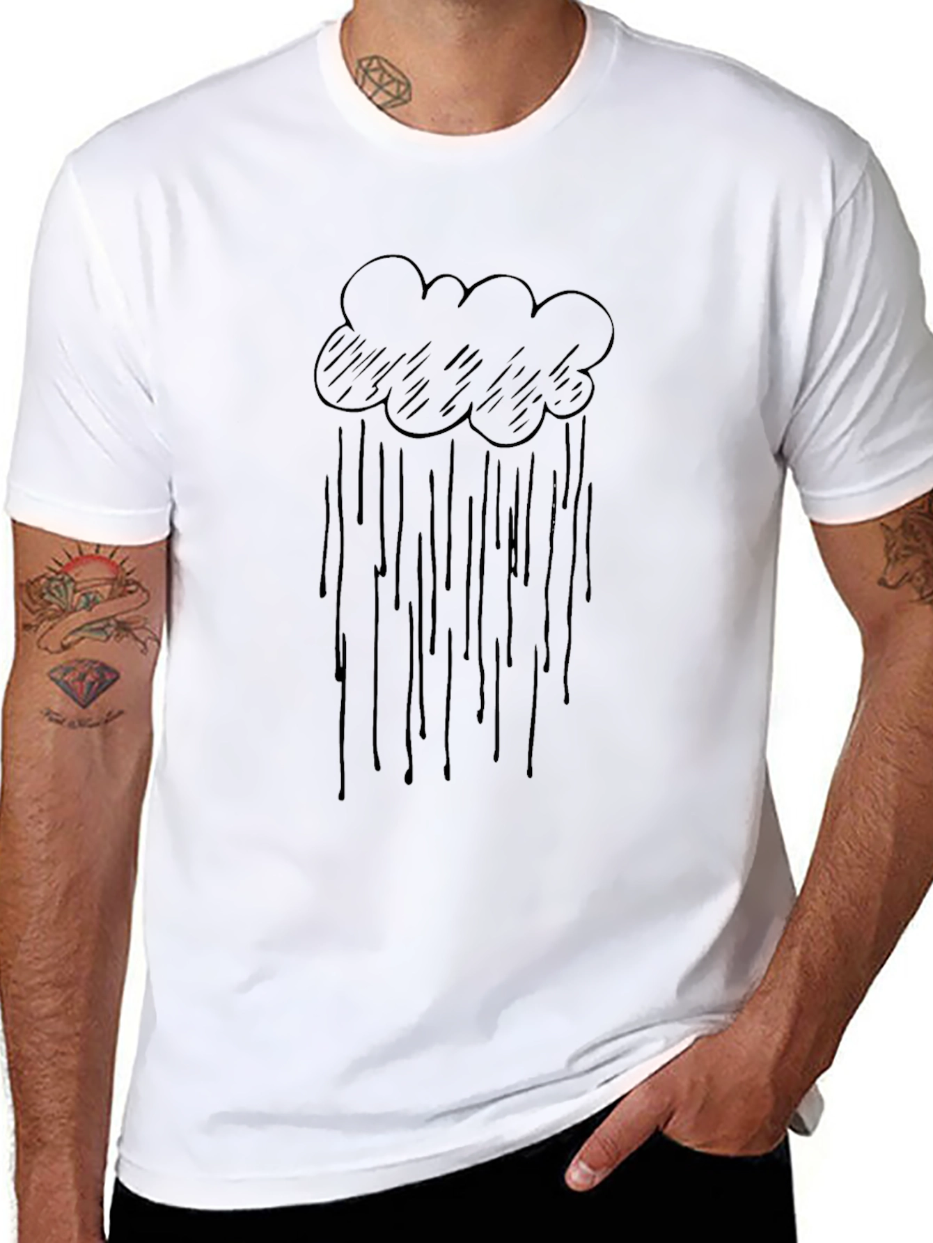 Rain Cloud Graphic T-Shirt - Black Cotton