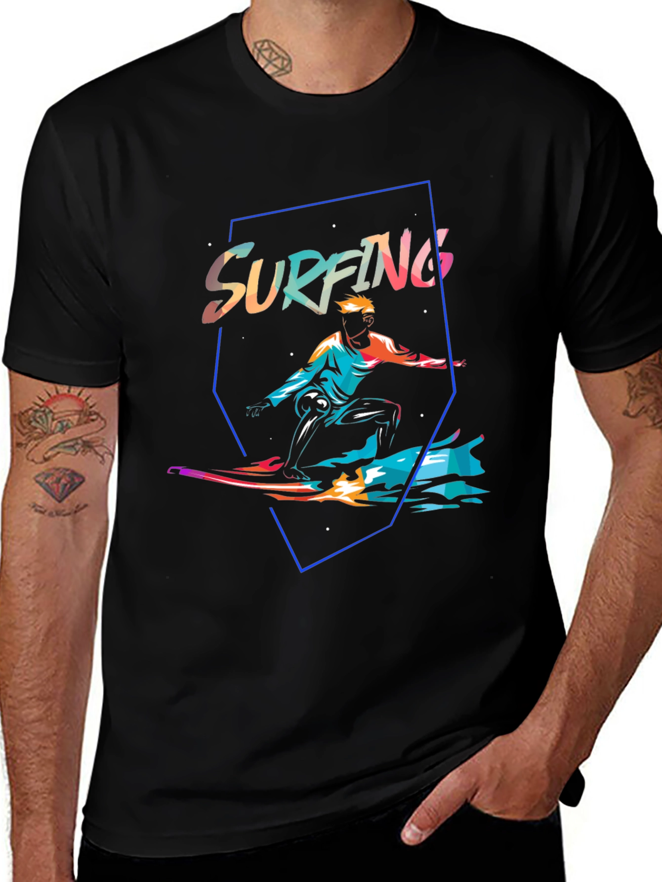 Surfing Graphic Tee - Retro Style