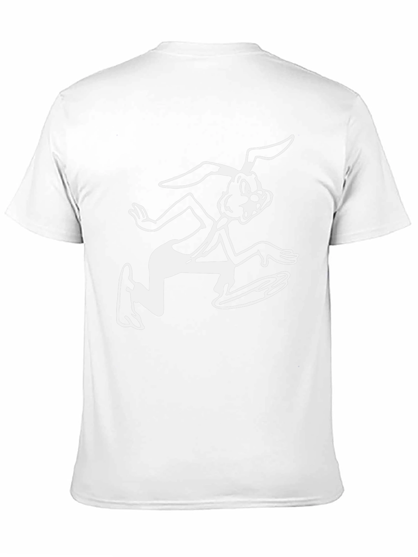Black T-Shirt with Cartoon Rabbit Graphic
