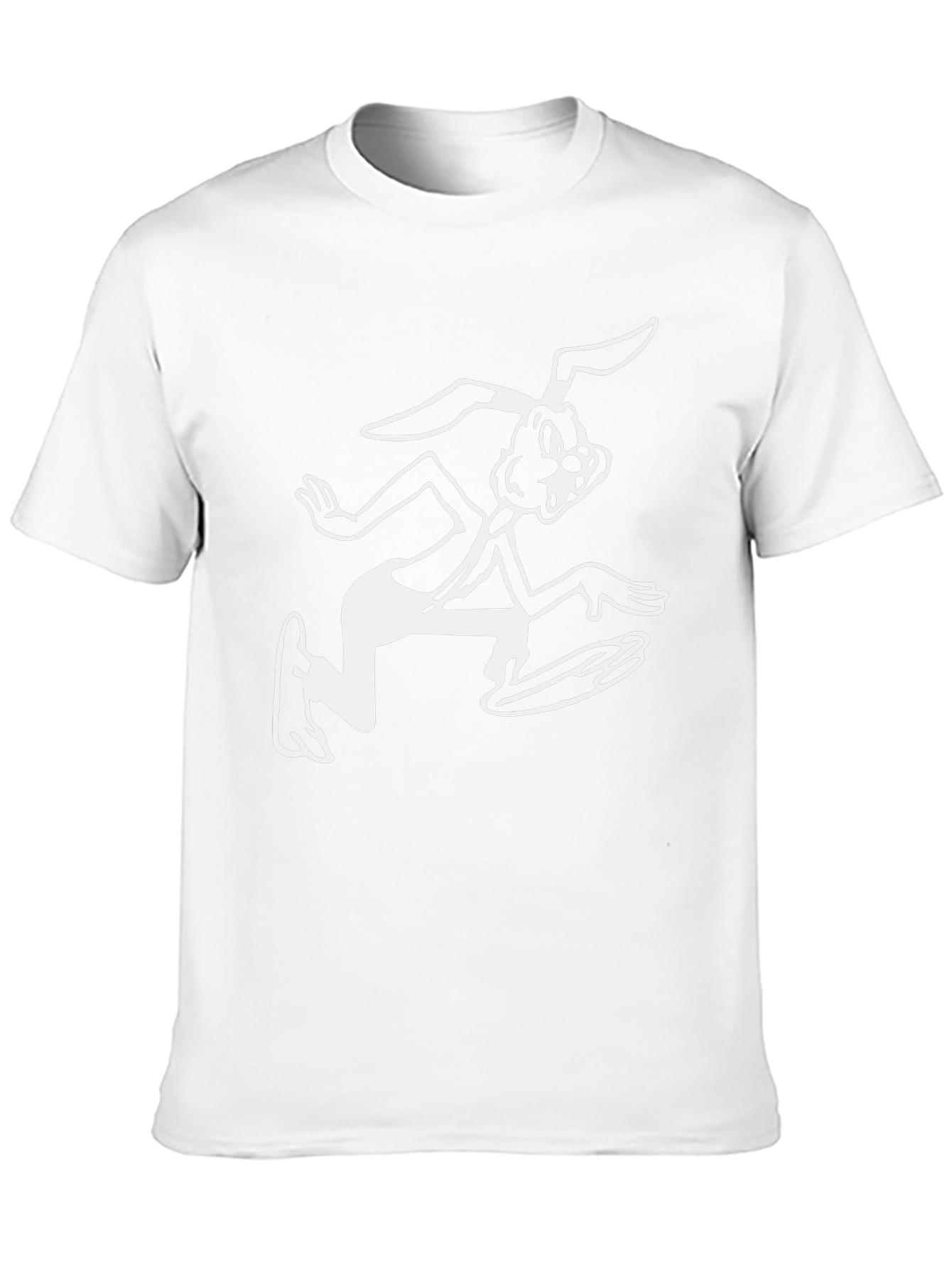 Black T-Shirt with Cartoon Rabbit Graphic