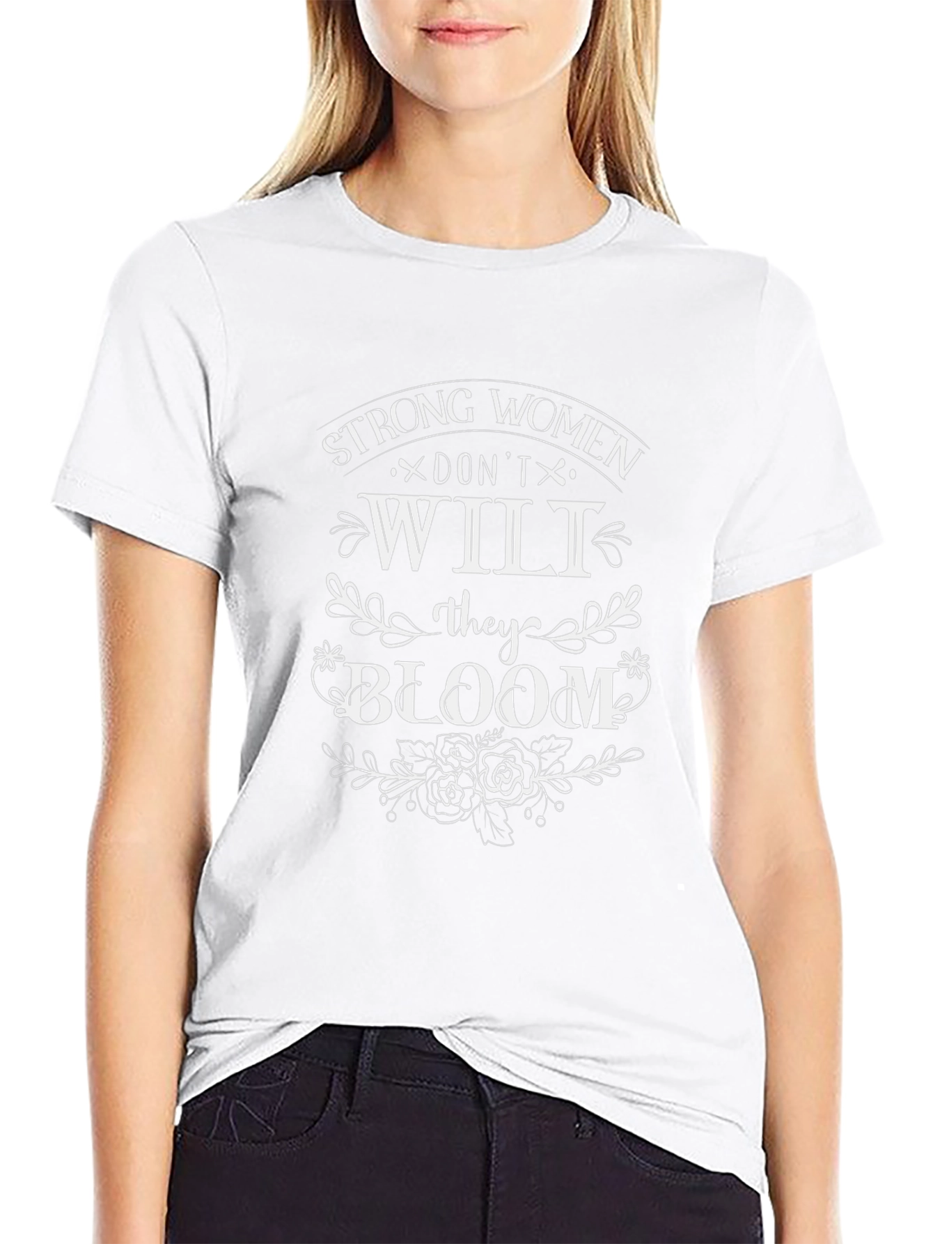 Strong Women Bloom Graphic Tee - Black