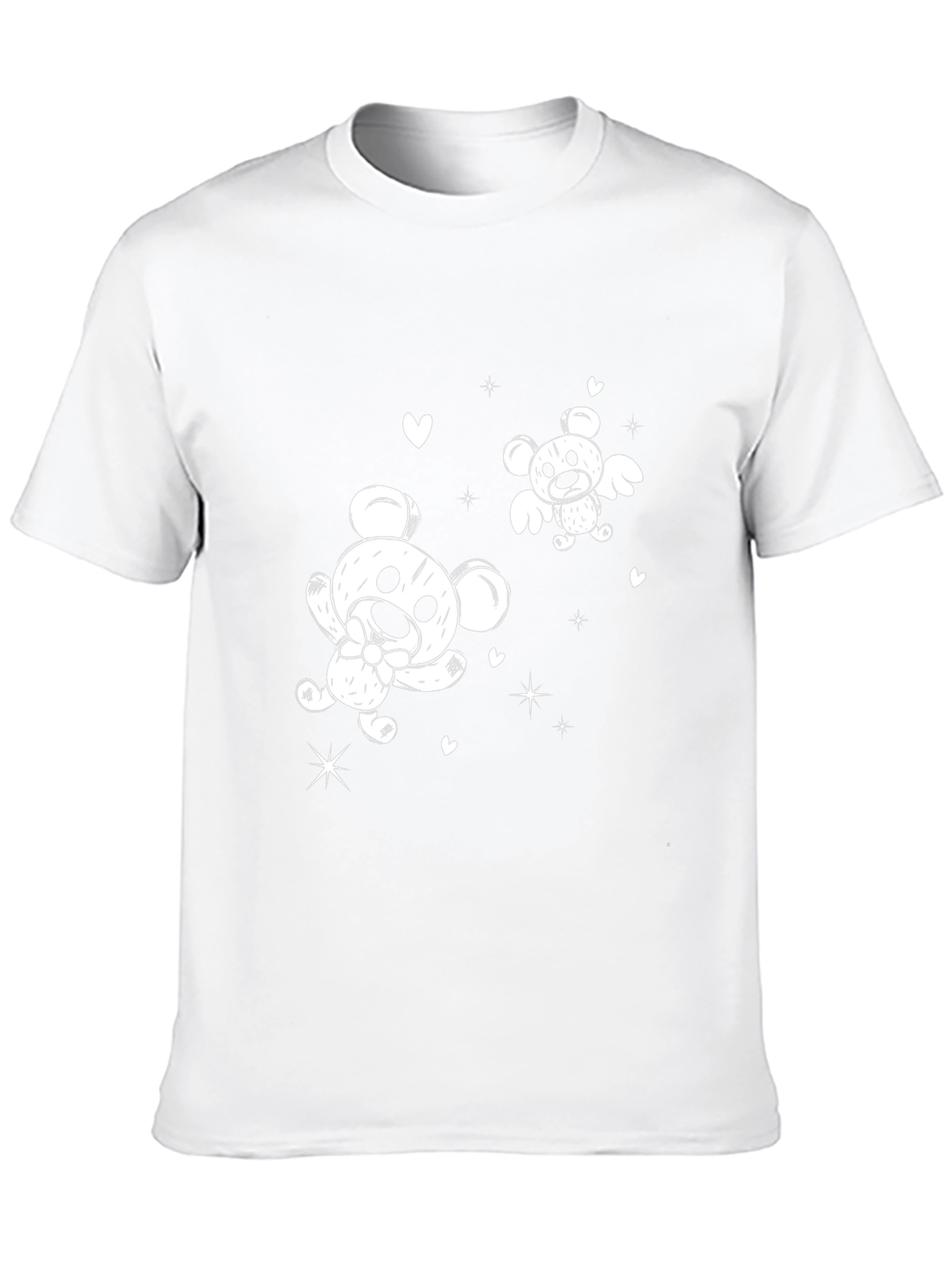 Cute Cartoon Bear Graphic Black T-Shirt