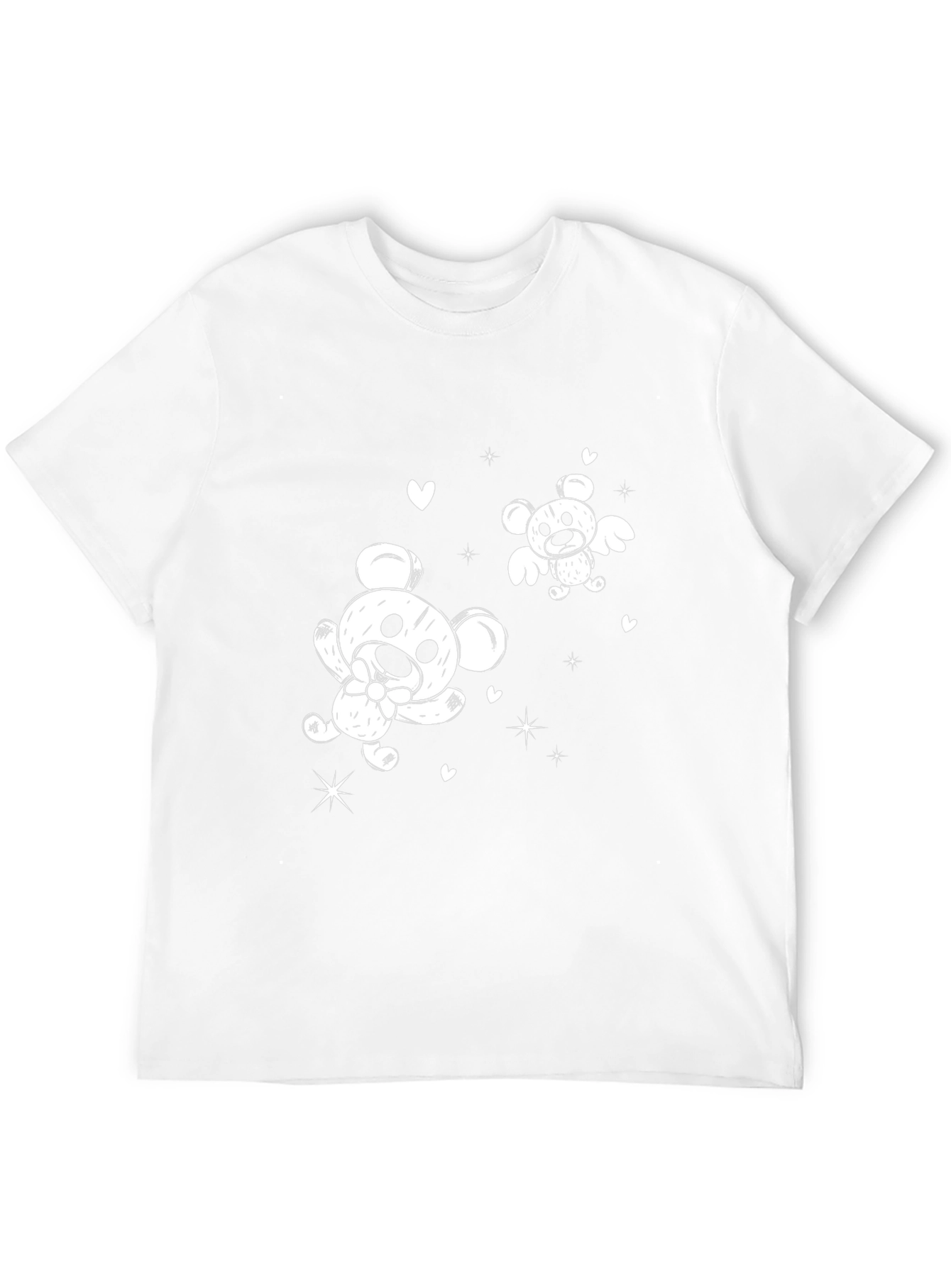 Cute Cartoon Bear Graphic Black T-Shirt
