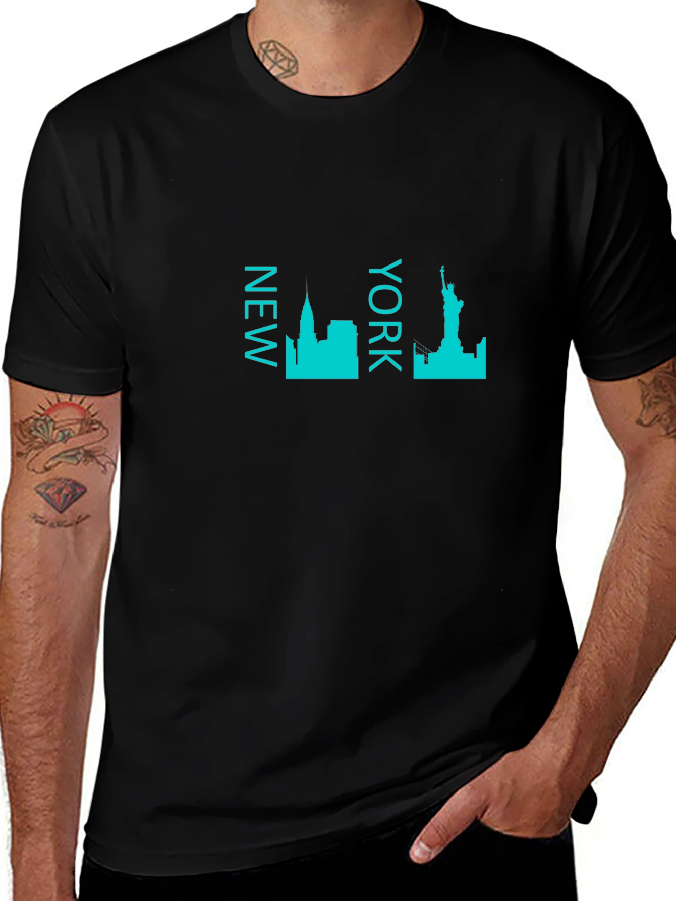 New York Skyline Graphic Tee - Black