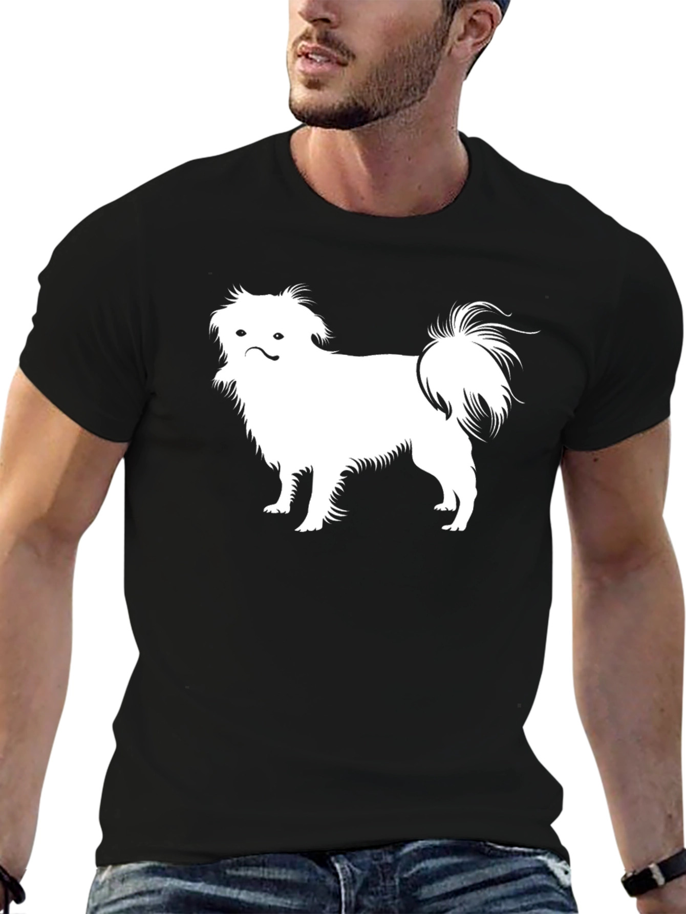 Pekingese Dog Graphic Tee - Black Cotton T-Shirt