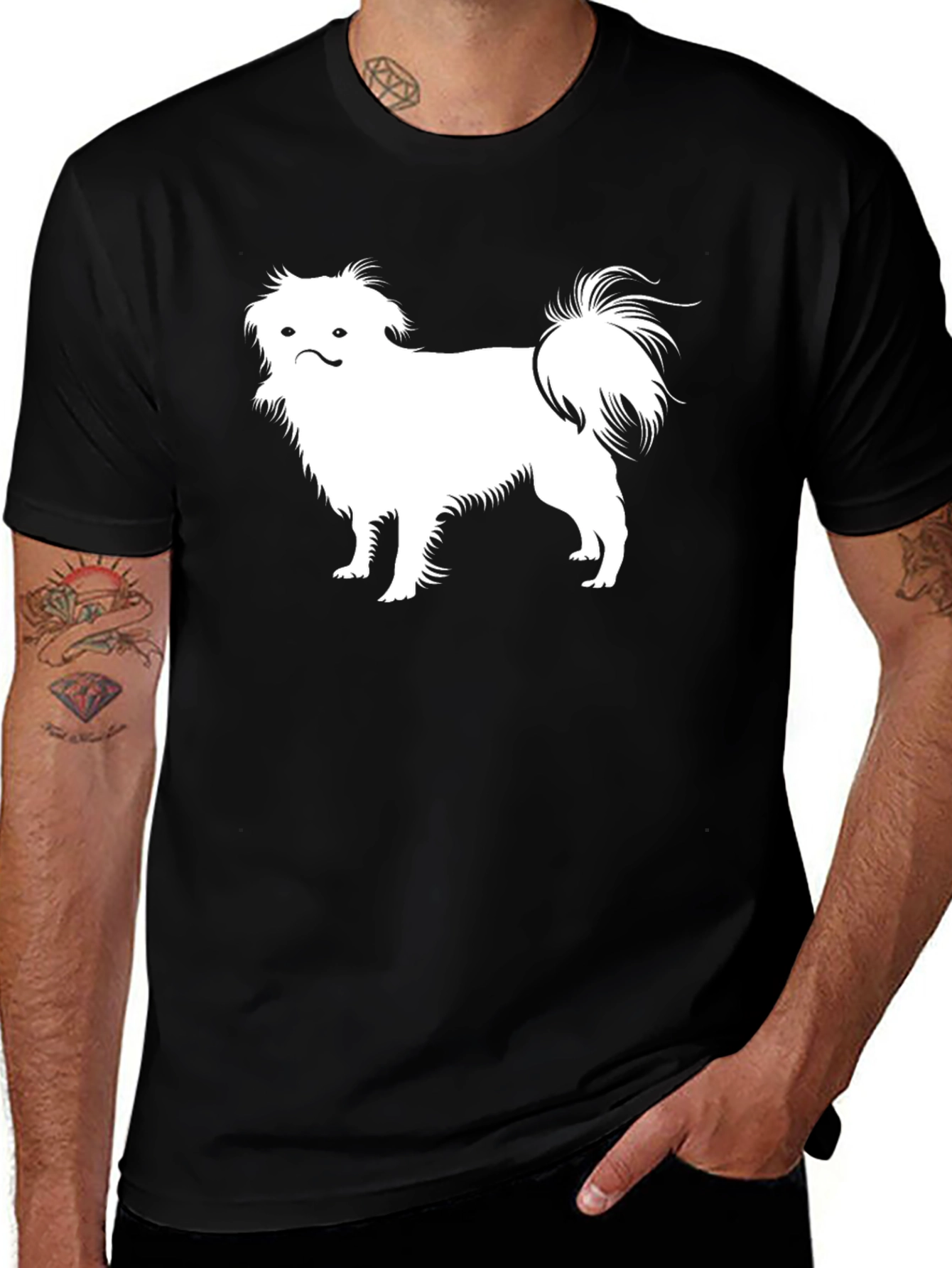 Pekingese Dog Graphic Tee - Black Cotton T-Shirt