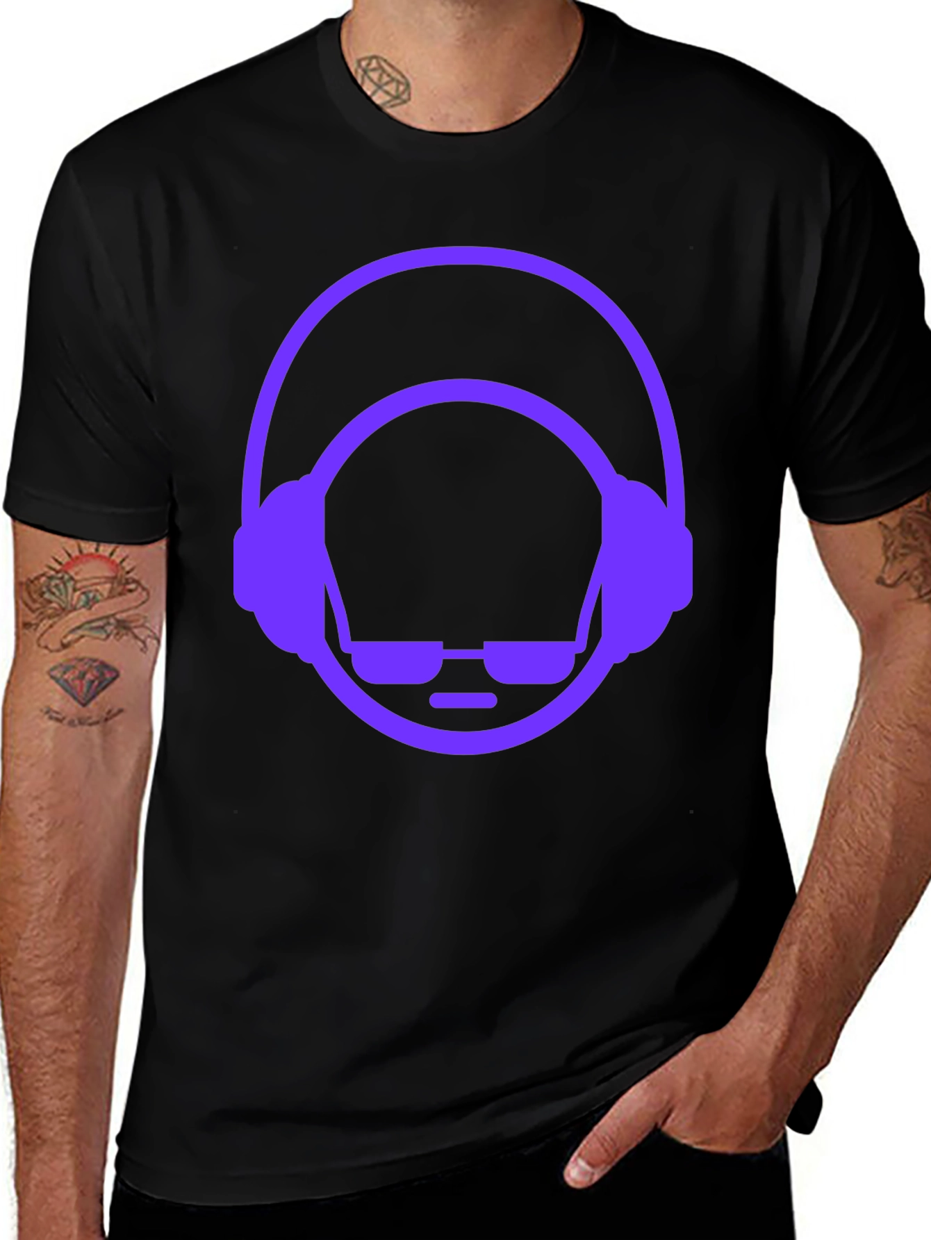 Cool DJ Graphic Tee - Black Cotton T-Shirt