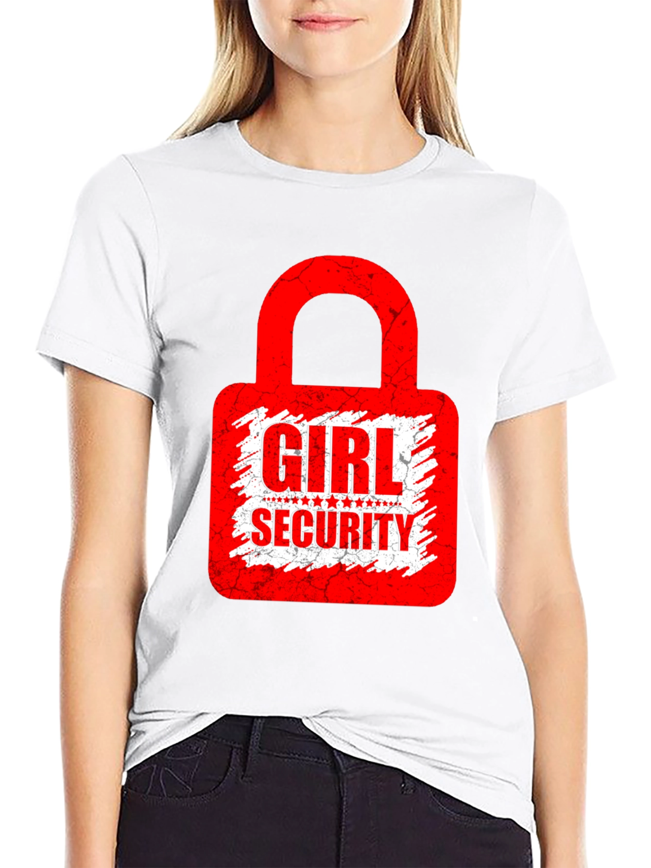 Girl Security Graphic Tee - Black Cotton T-Shirt