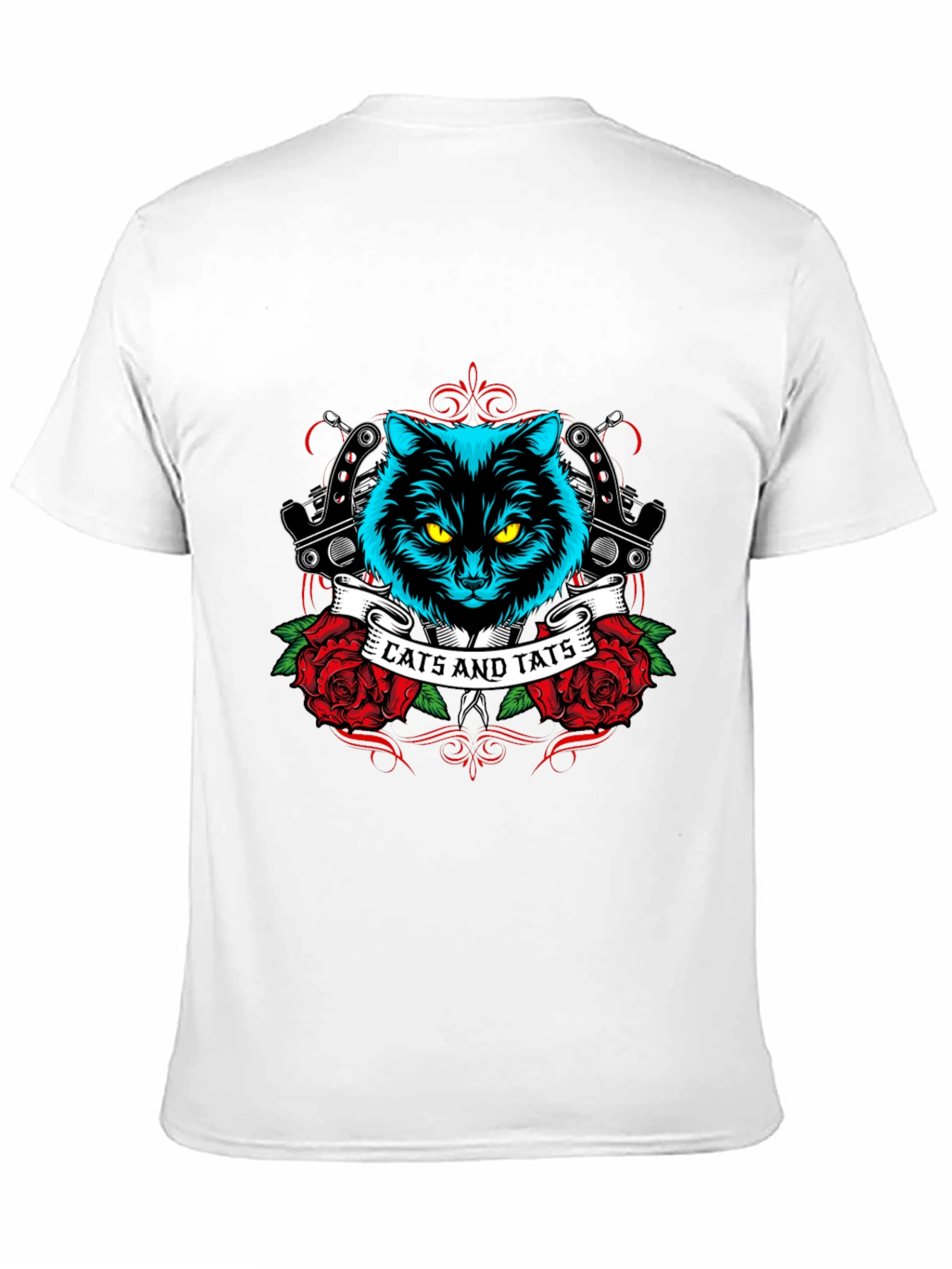 Cats and Tats Black Graphic T-Shirt