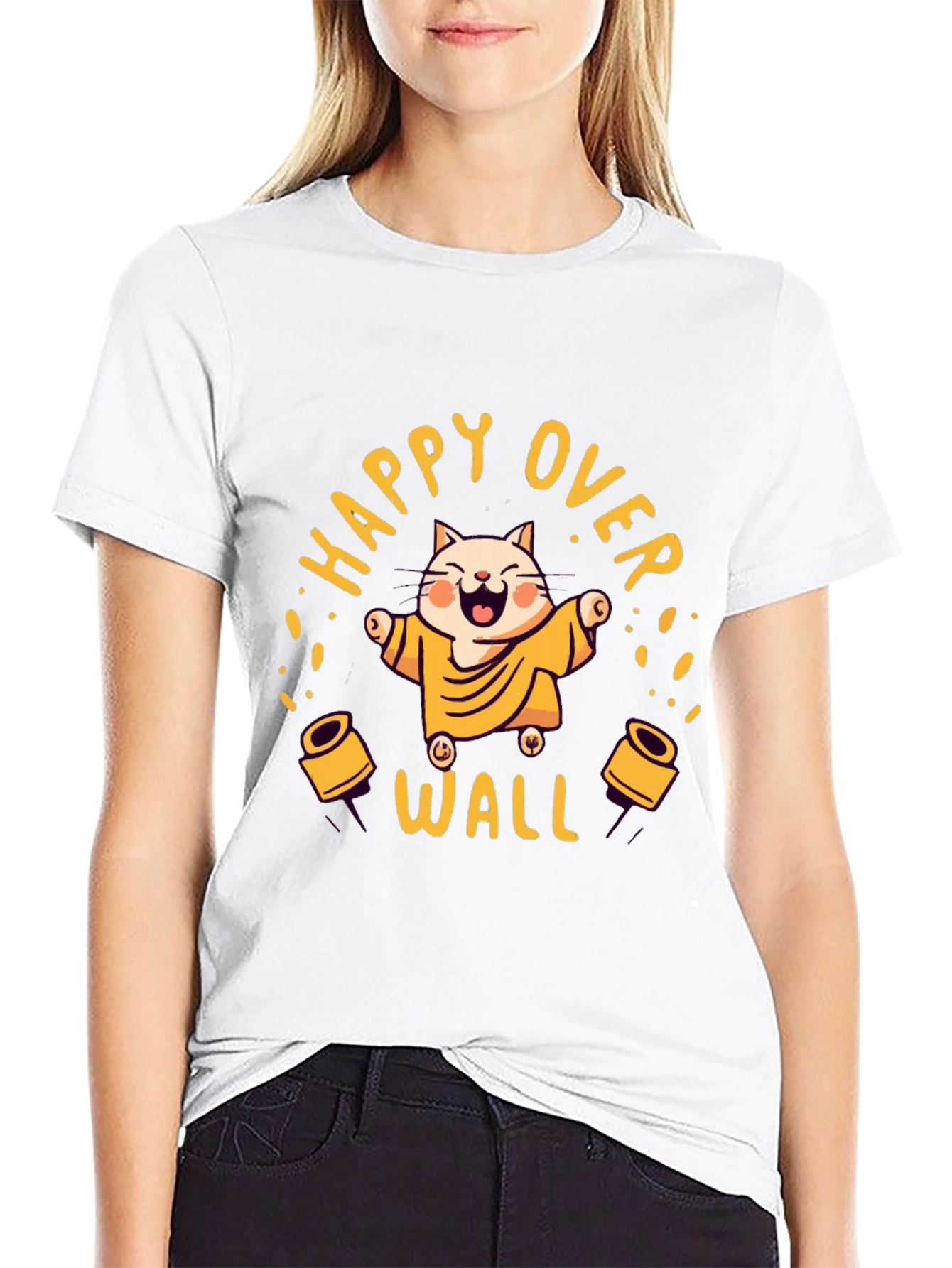 Happy Over Wall Graphic Tee - Black