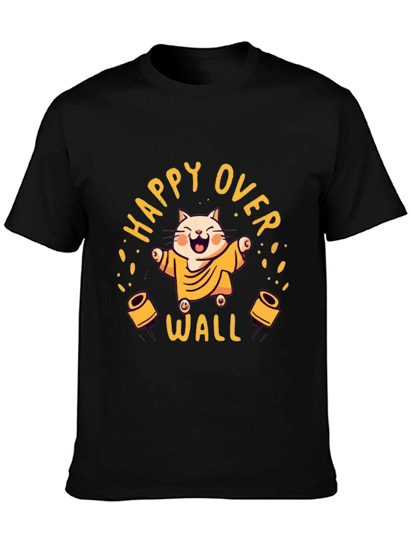 Happy Over Wall Graphic Tee - Black