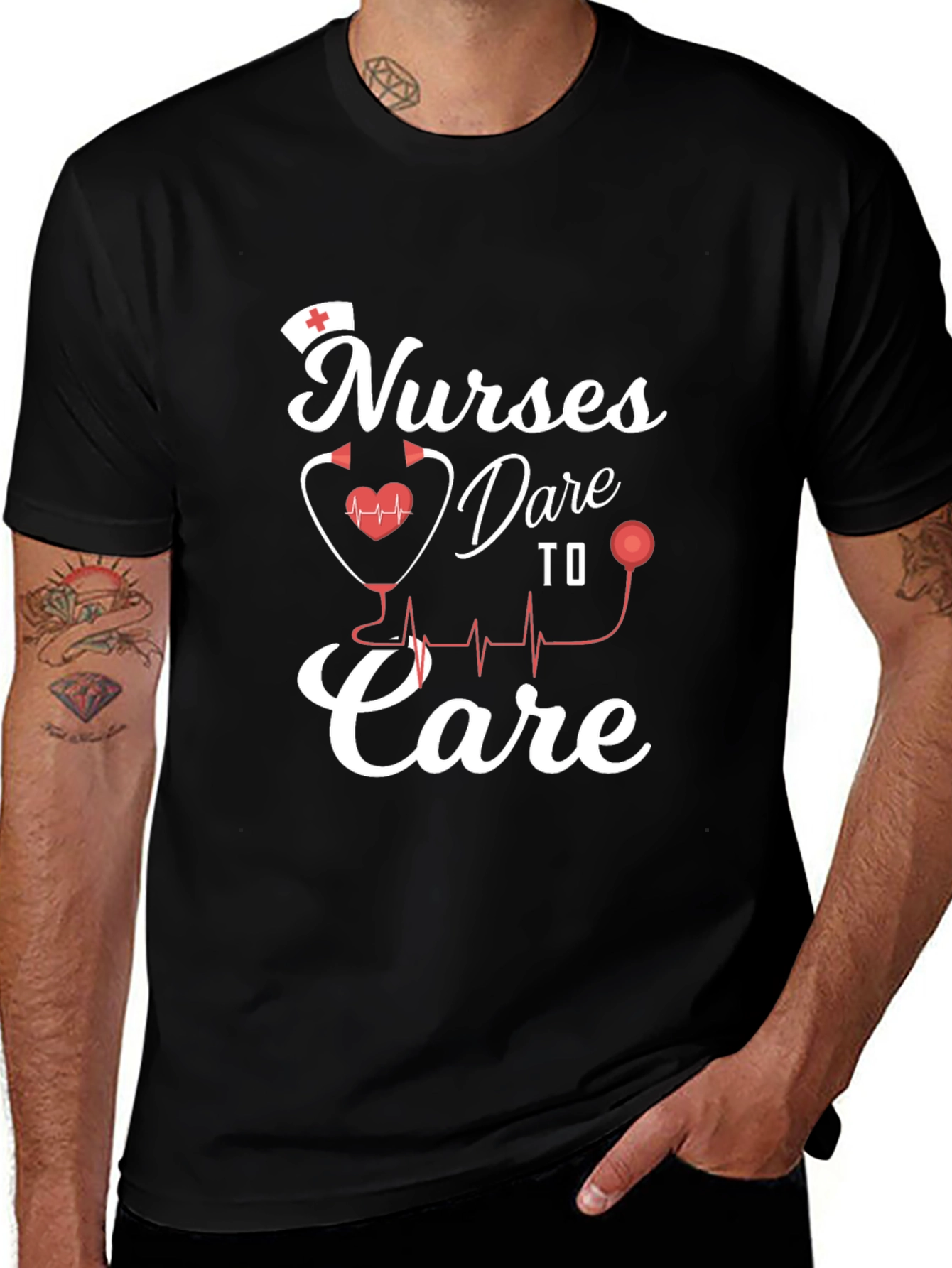 Nurses Dare to Care Black T-Shirt