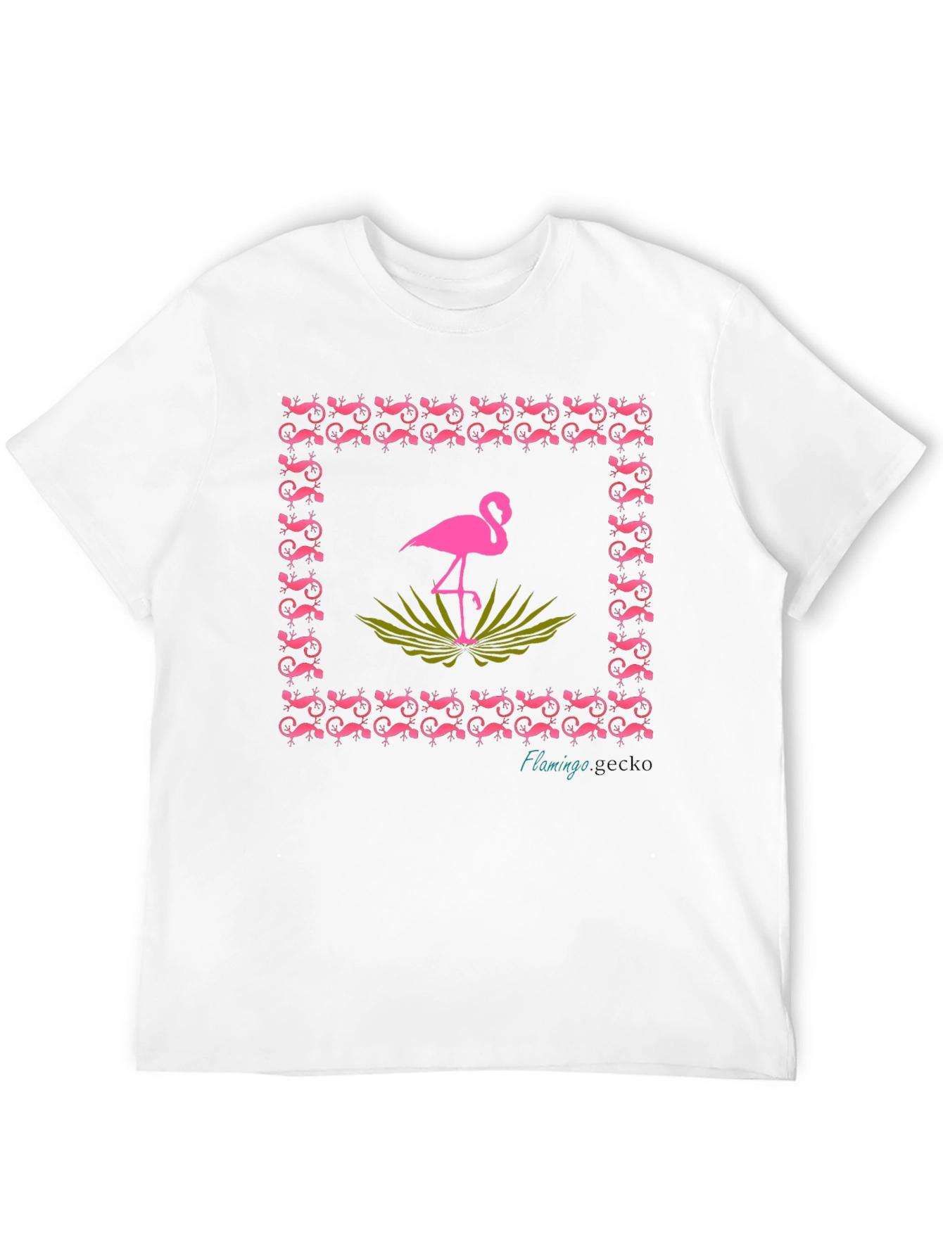 Flamingo Gecko Graphic Tee - Stylish Black Cotton T-Shirt