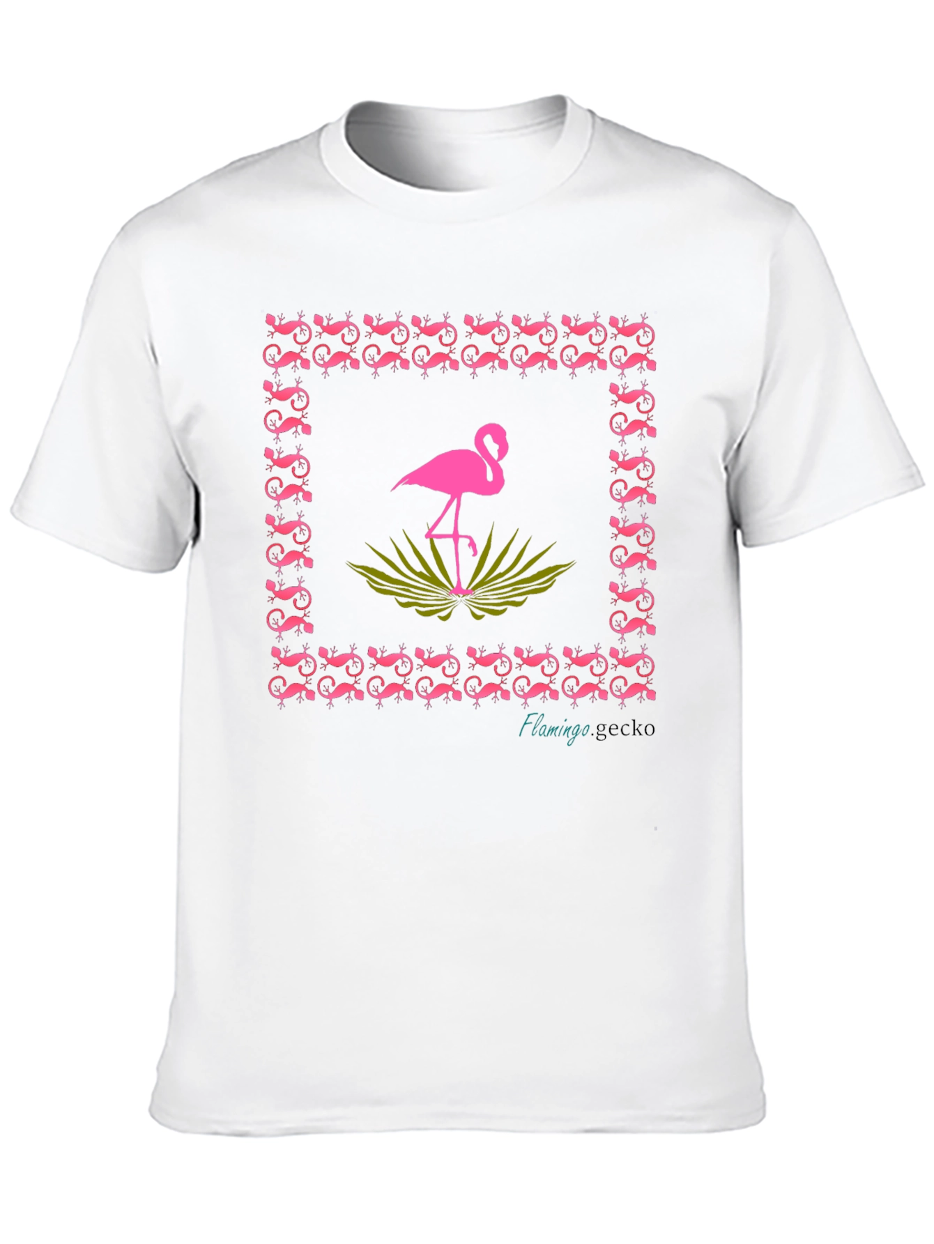 Flamingo Gecko Graphic Tee - Stylish Black Cotton T-Shirt