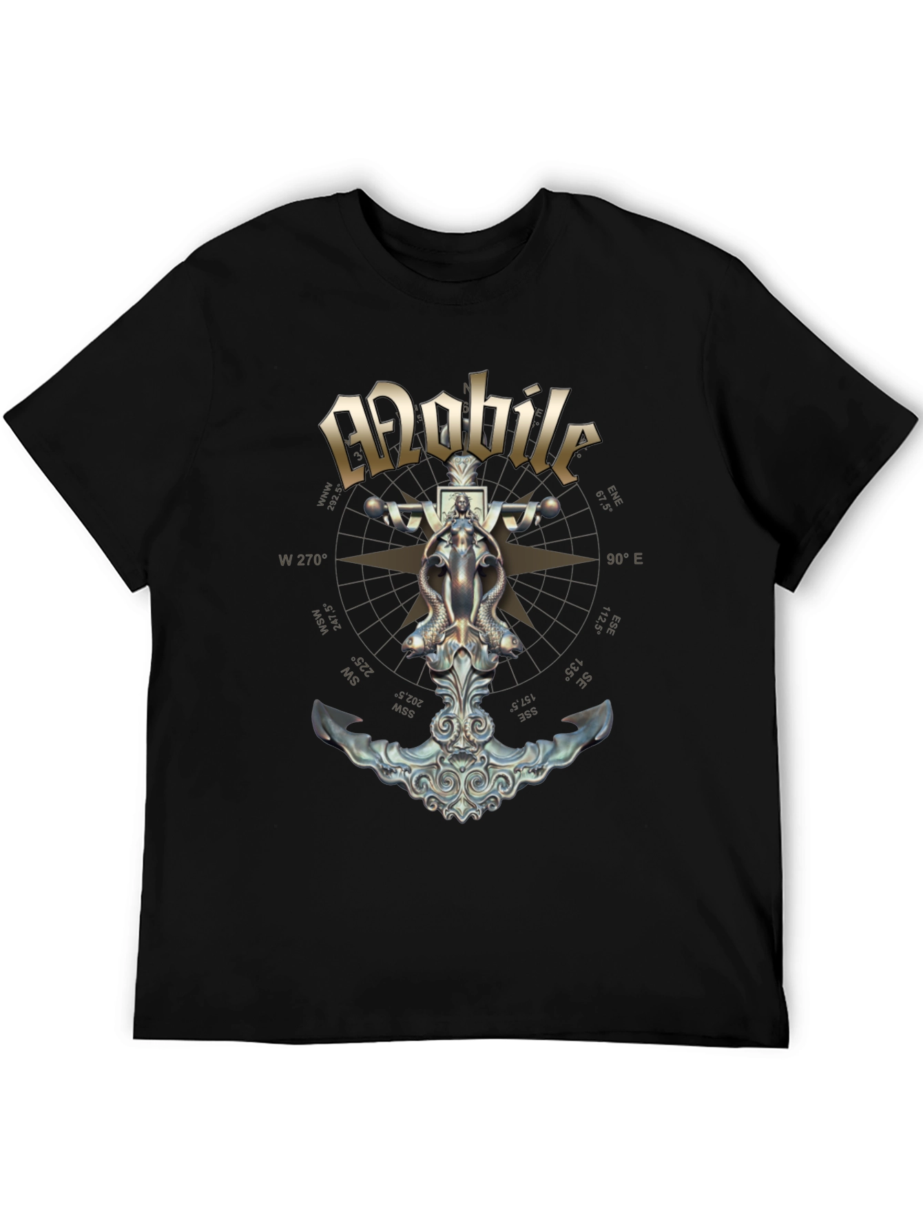 Mobile Anchor Compass Black T-Shirt