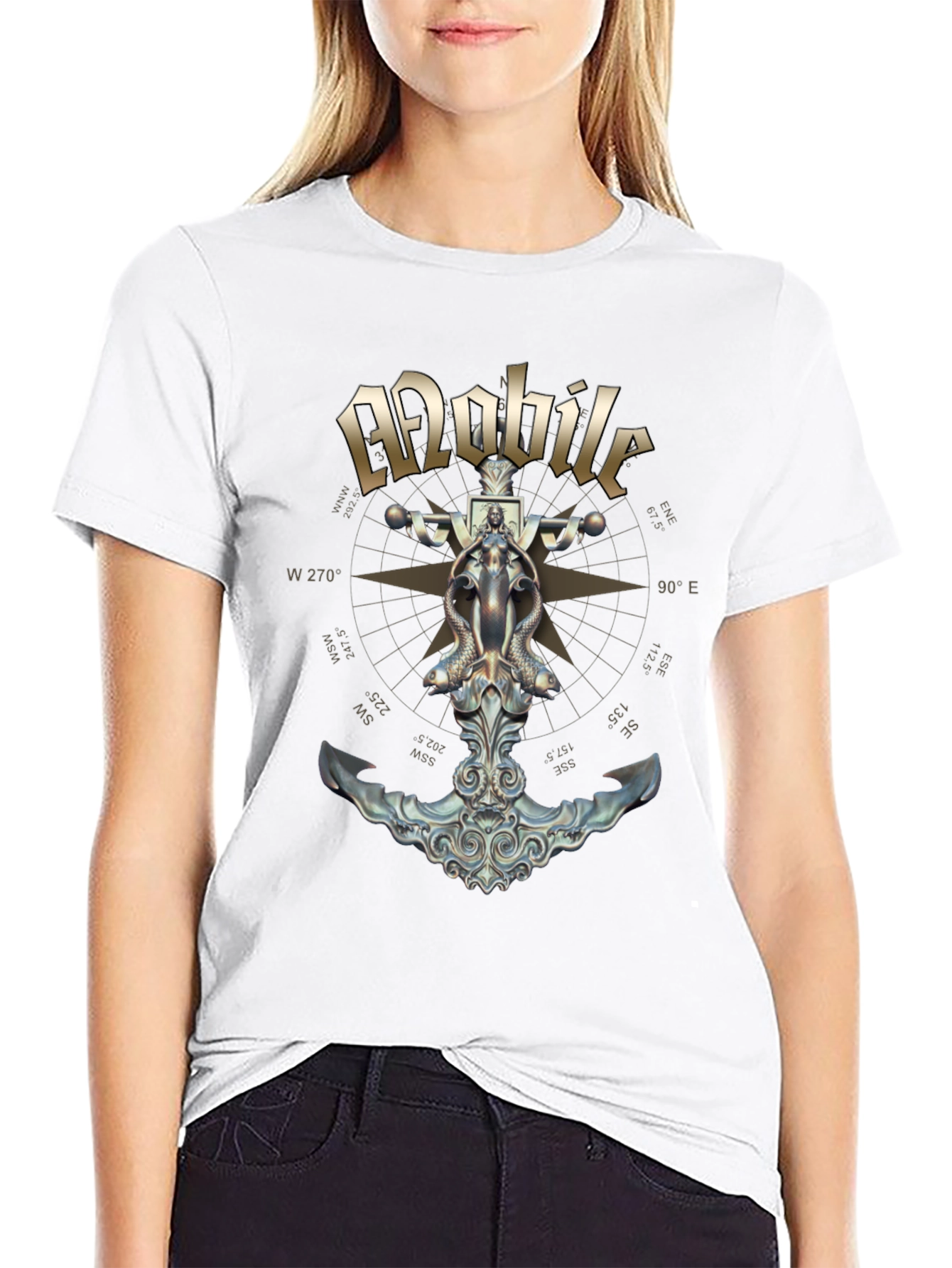 Mobile Anchor Compass Black T-Shirt
