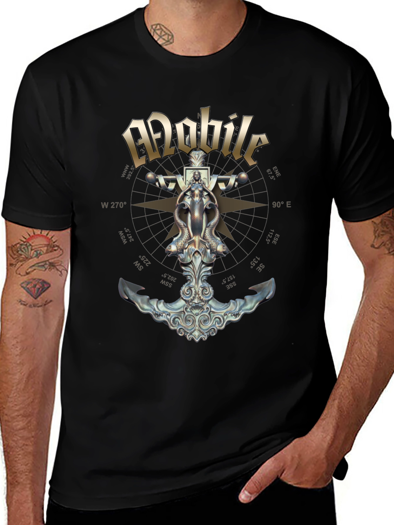 Mobile Anchor Compass Black T-Shirt