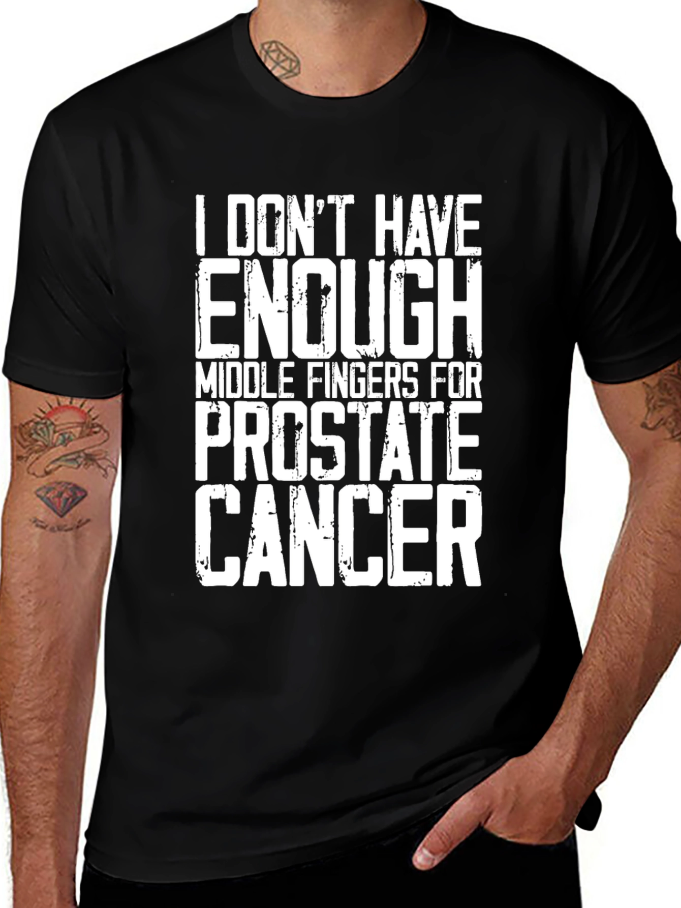 Prostate Cancer Middle Fingers T-Shirt - Black