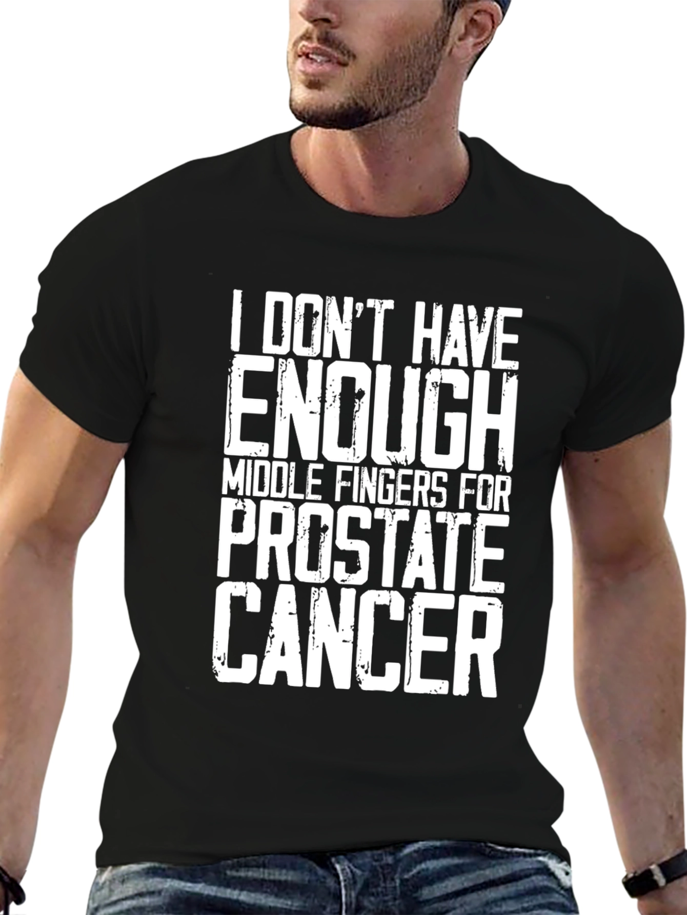 Prostate Cancer Middle Fingers T-Shirt - Black