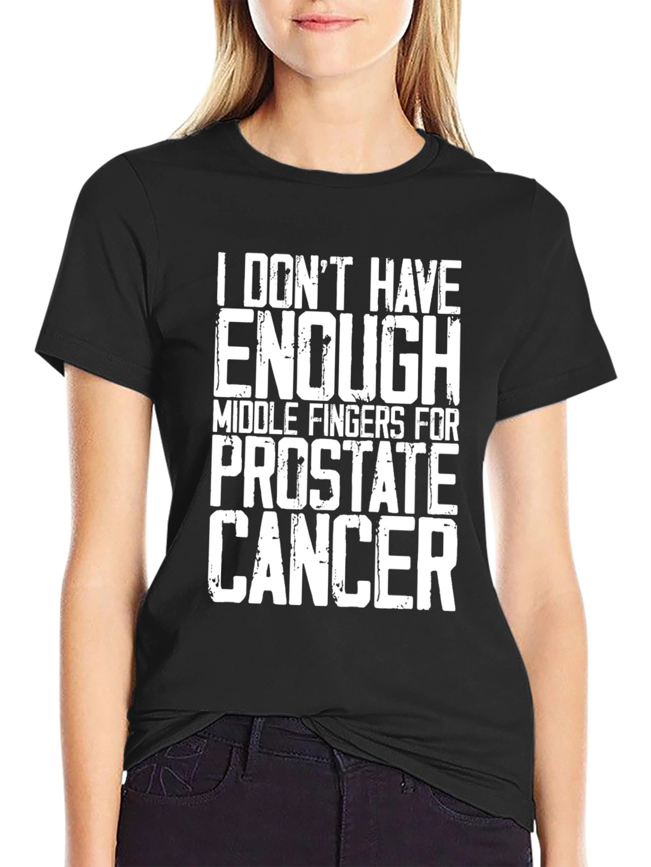 Prostate Cancer Middle Fingers T-Shirt - Black