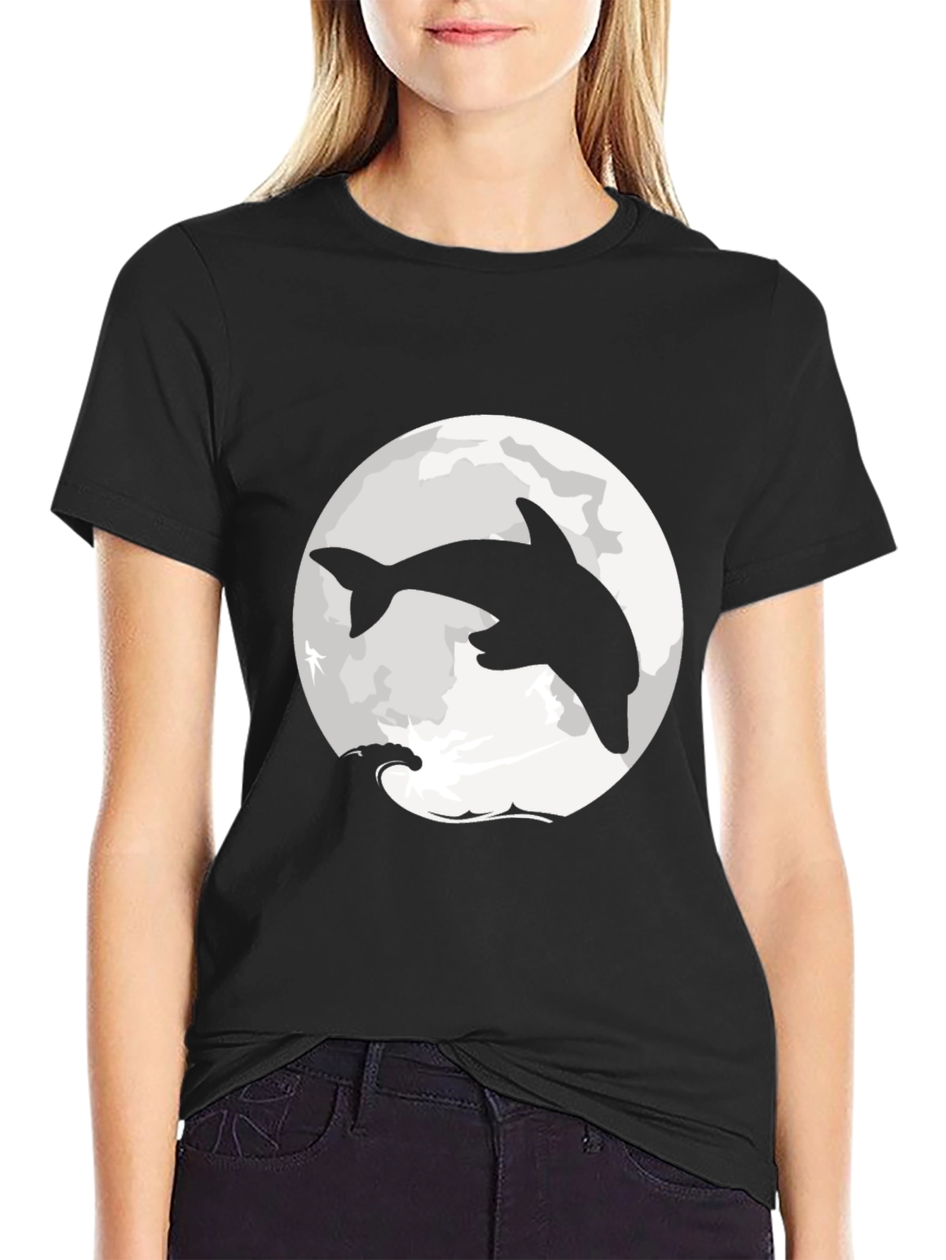 Dolphin Moon Graphic T-Shirt
