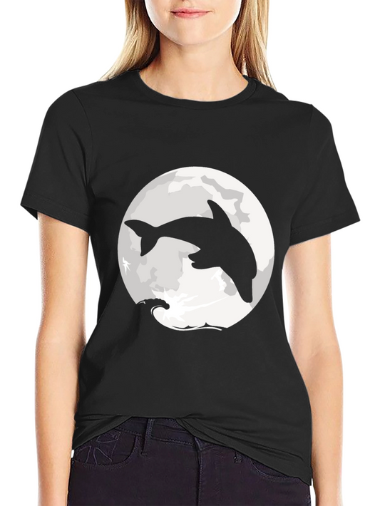 Dolphin Moon Graphic T-Shirt