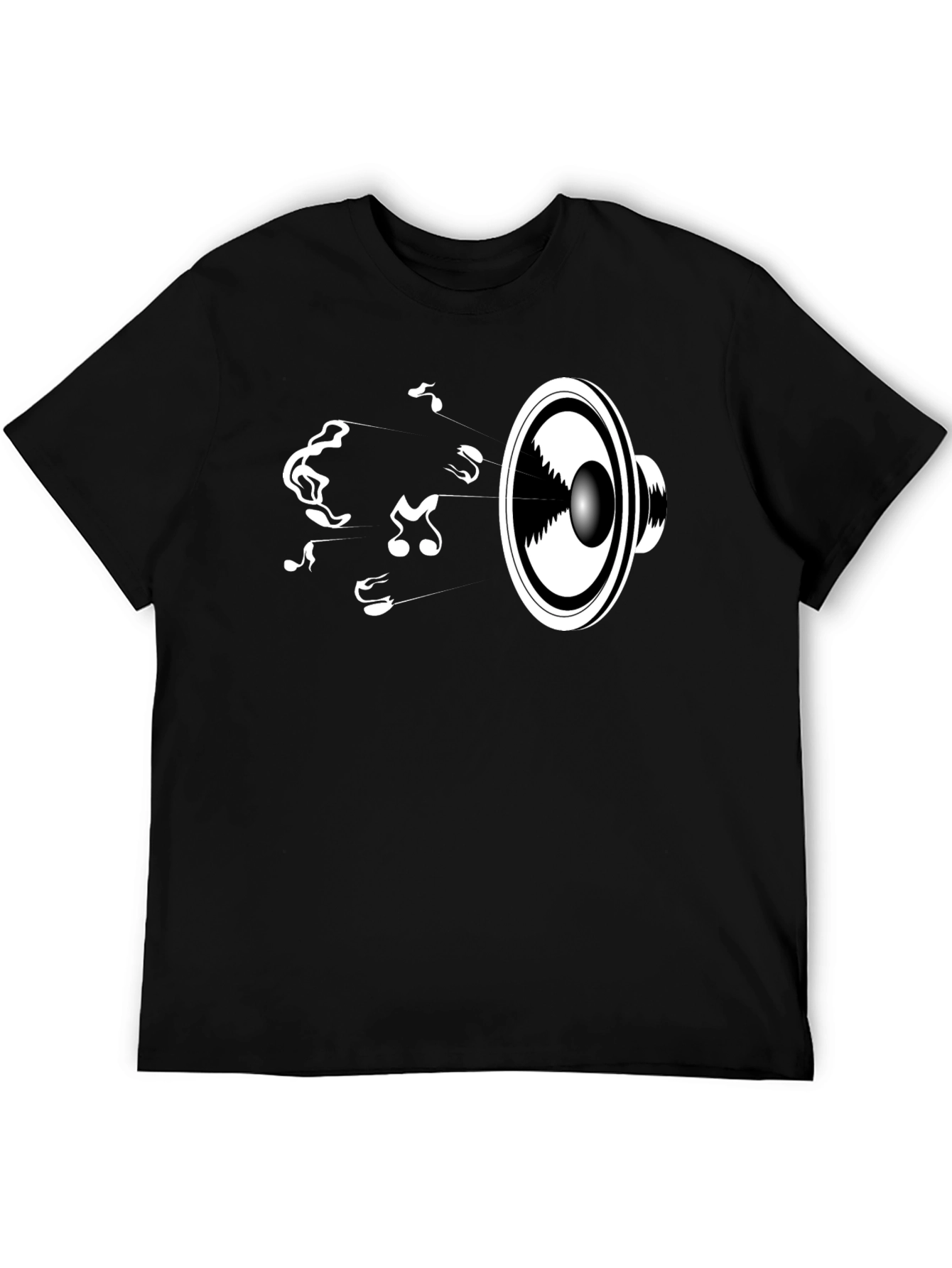 Music Speaker Graphic Tee - Black Cotton