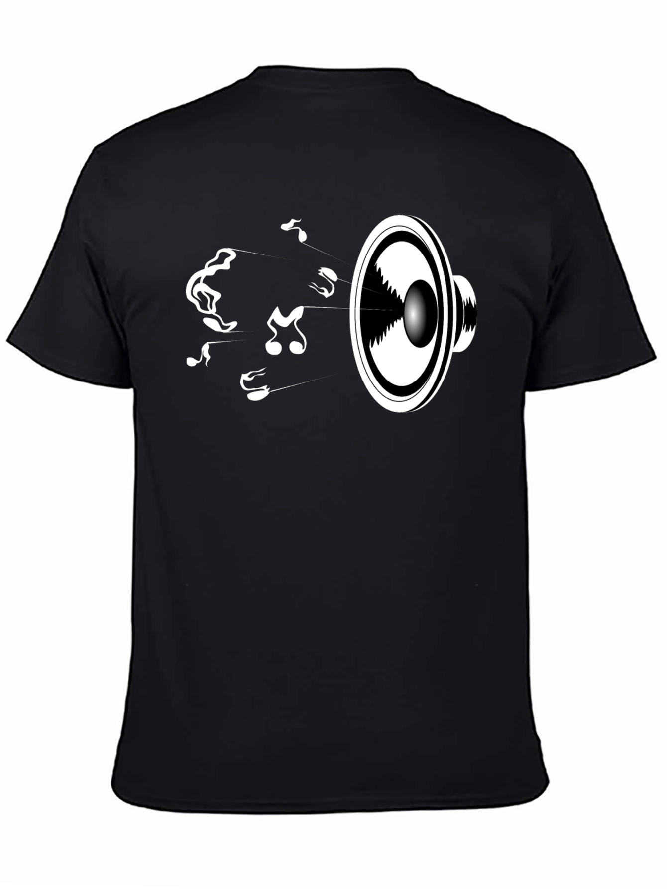 Music Speaker Graphic Tee - Black Cotton