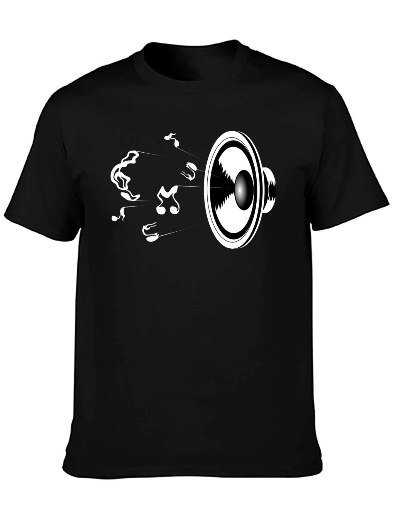 Music Speaker Graphic Tee - Black Cotton