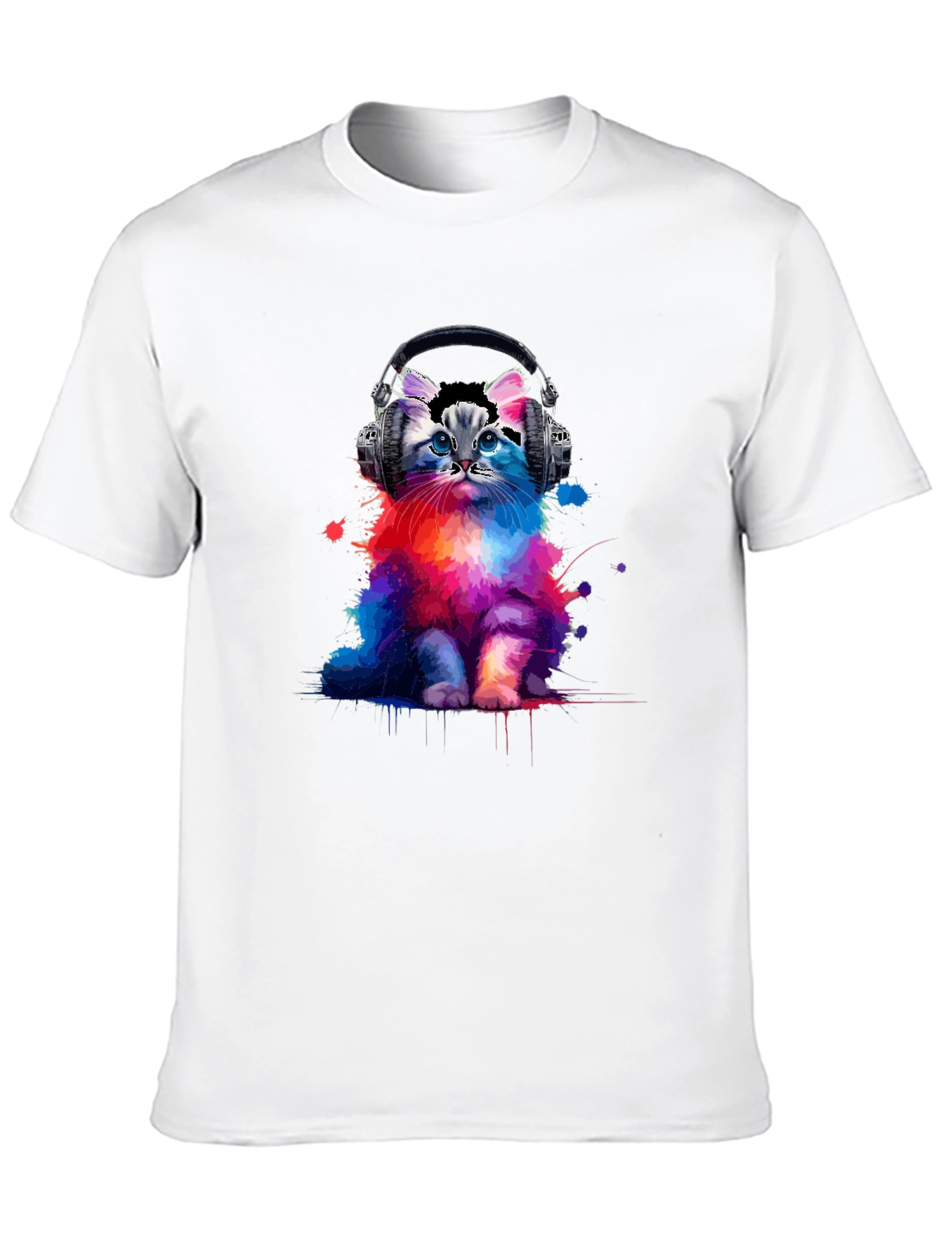 Cool Cat Headphones Graphic T-Shirt