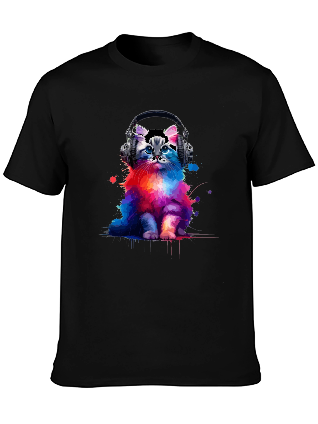 Cool Cat Headphones Graphic T-Shirt