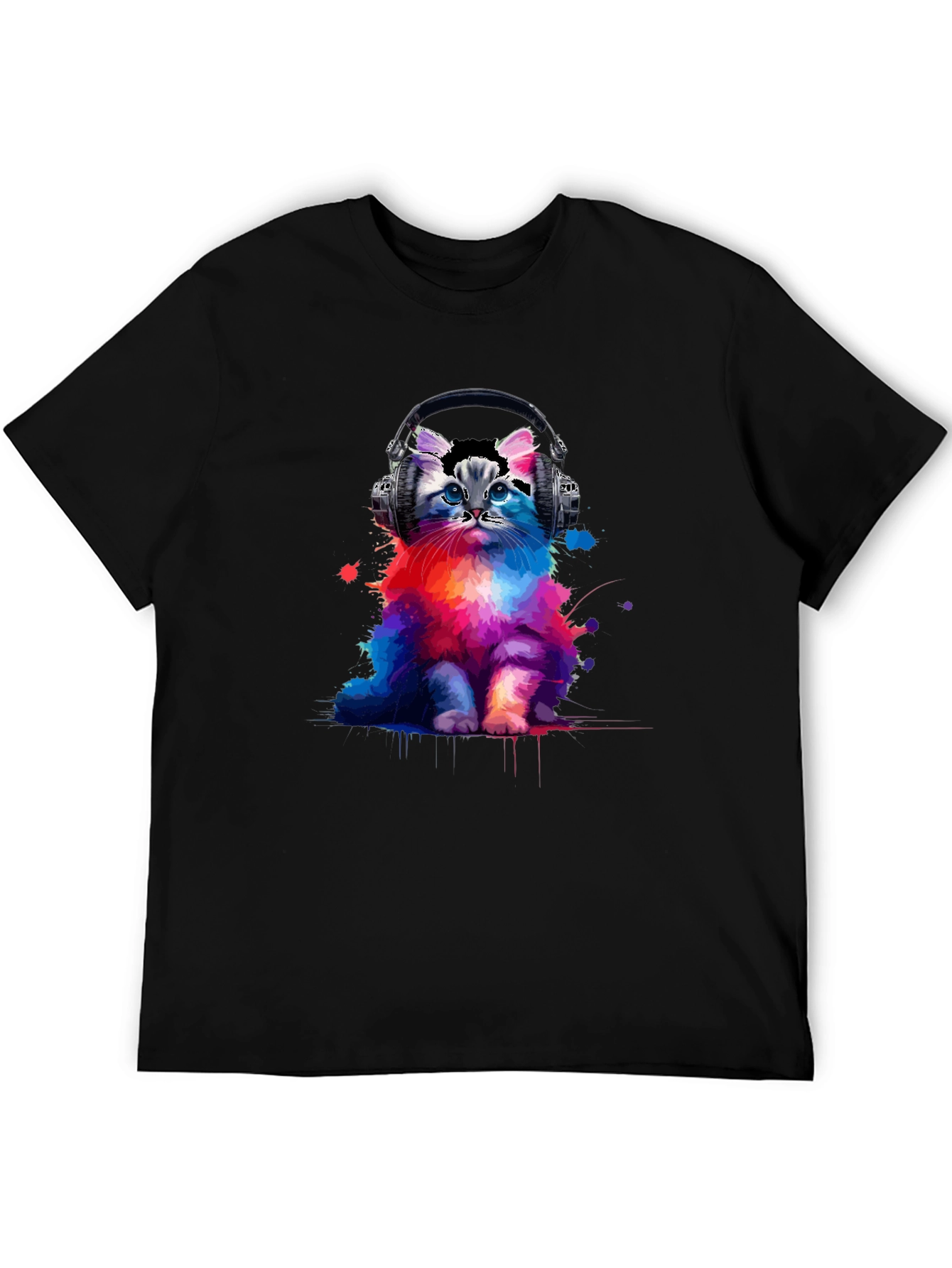 Cool Cat Headphones Graphic T-Shirt