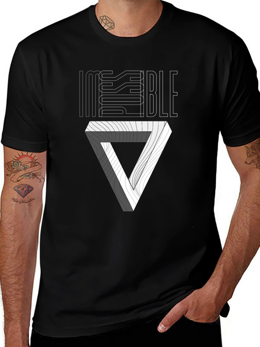 Impossible Triangle Illusion Graphic Tee - Black