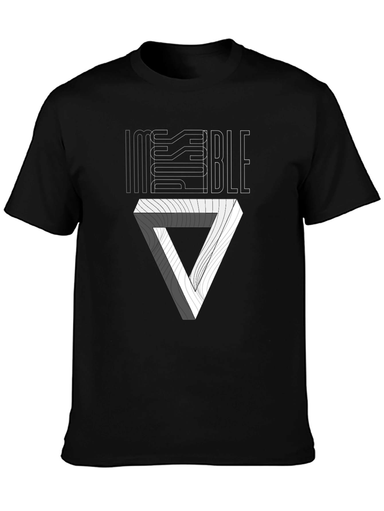 Impossible Triangle Illusion Graphic Tee - Black