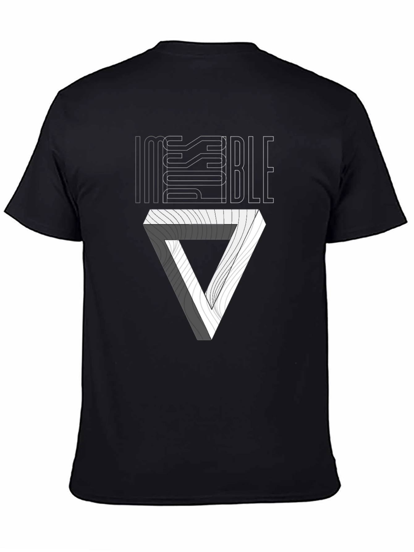Impossible Triangle Illusion Graphic Tee - Black