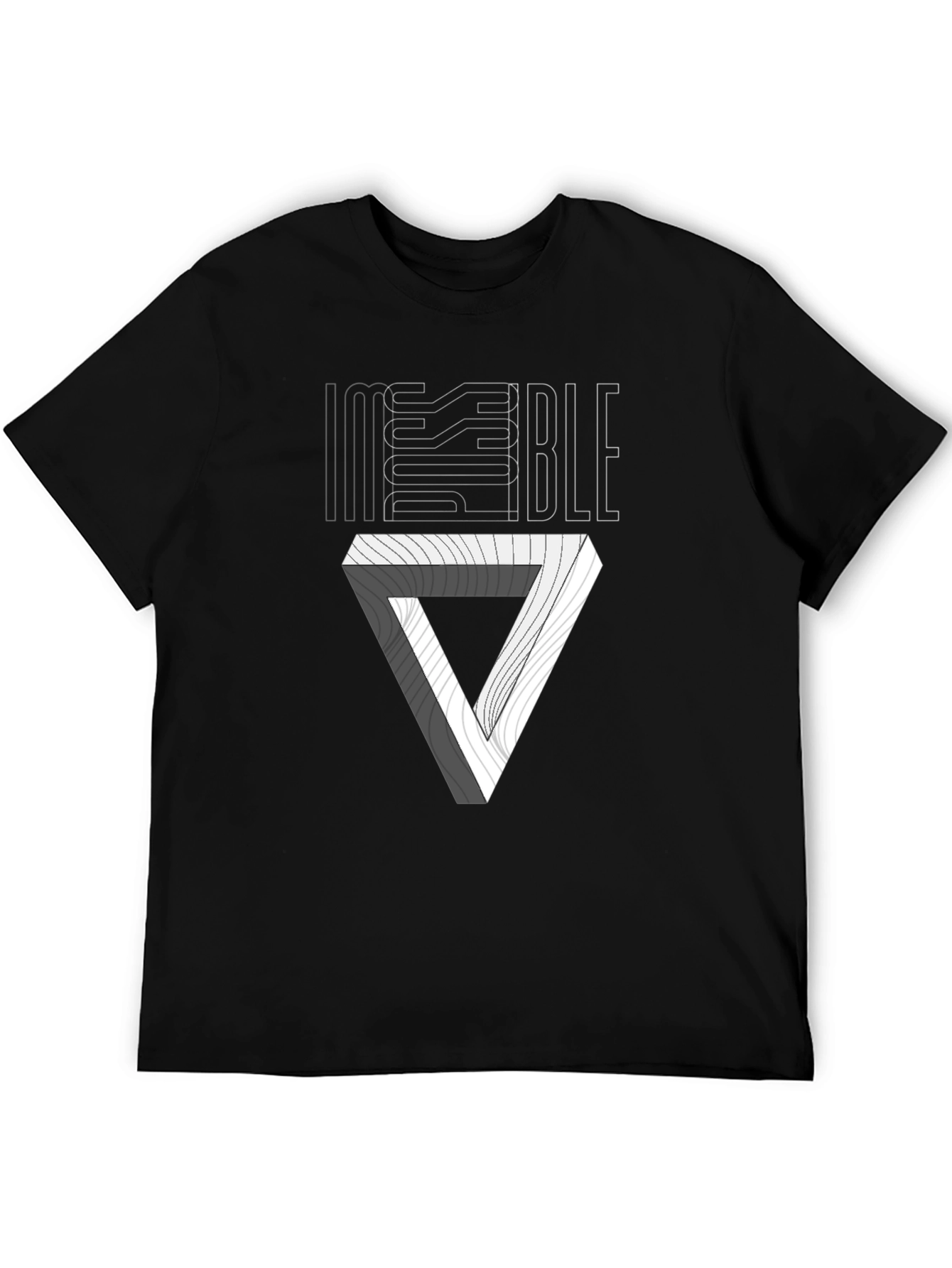 Impossible Triangle Illusion Graphic Tee - Black