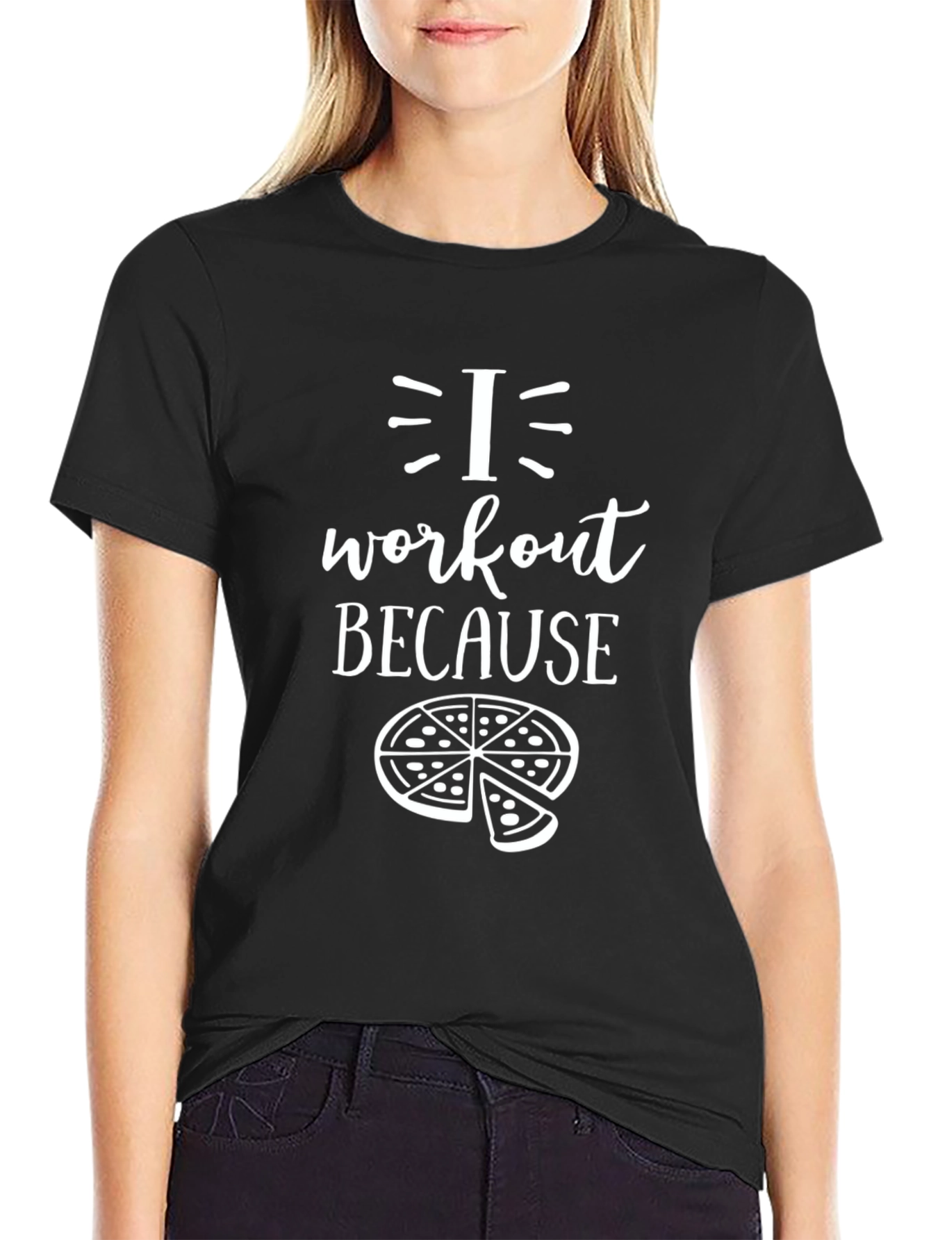 I Workout Because Pizza Funny Graphic T-Shirt