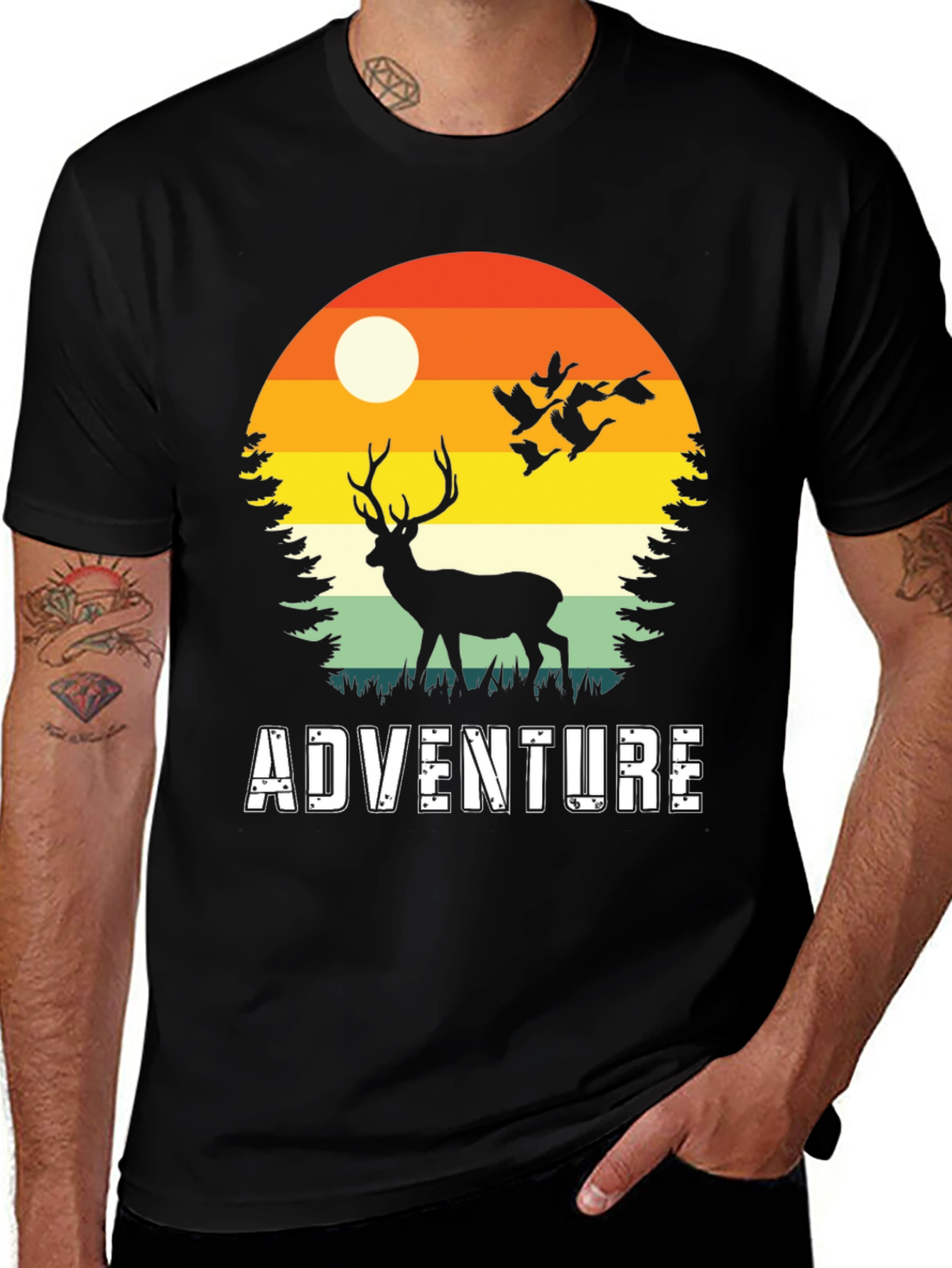 Adventure Deer Silhouette Graphic Tee