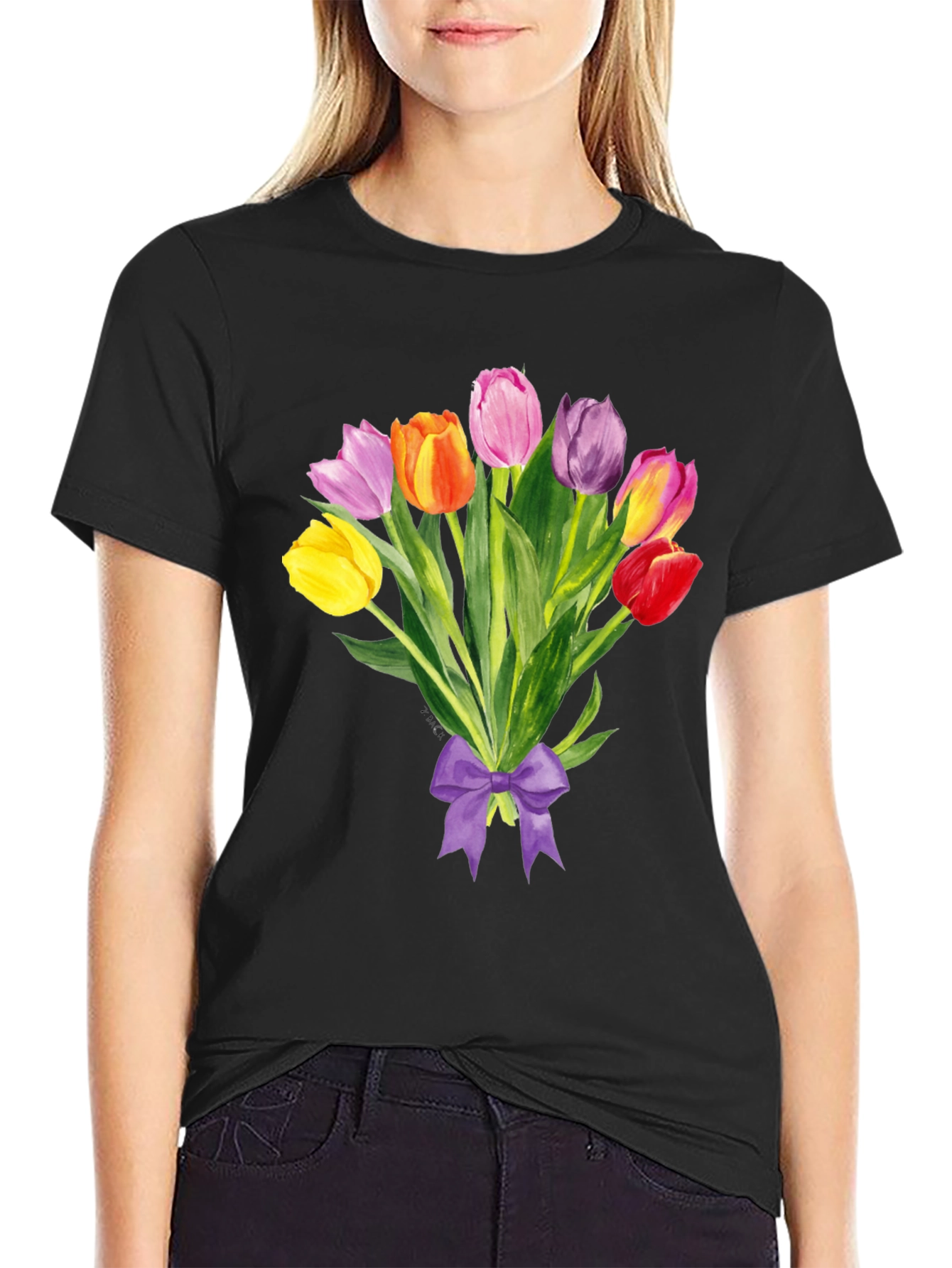 Tulip Bouquet Graphic Tee - Stylish Floral Design