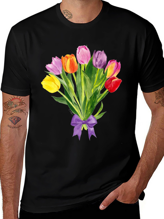 Tulip Bouquet Graphic Tee - Stylish Floral Design